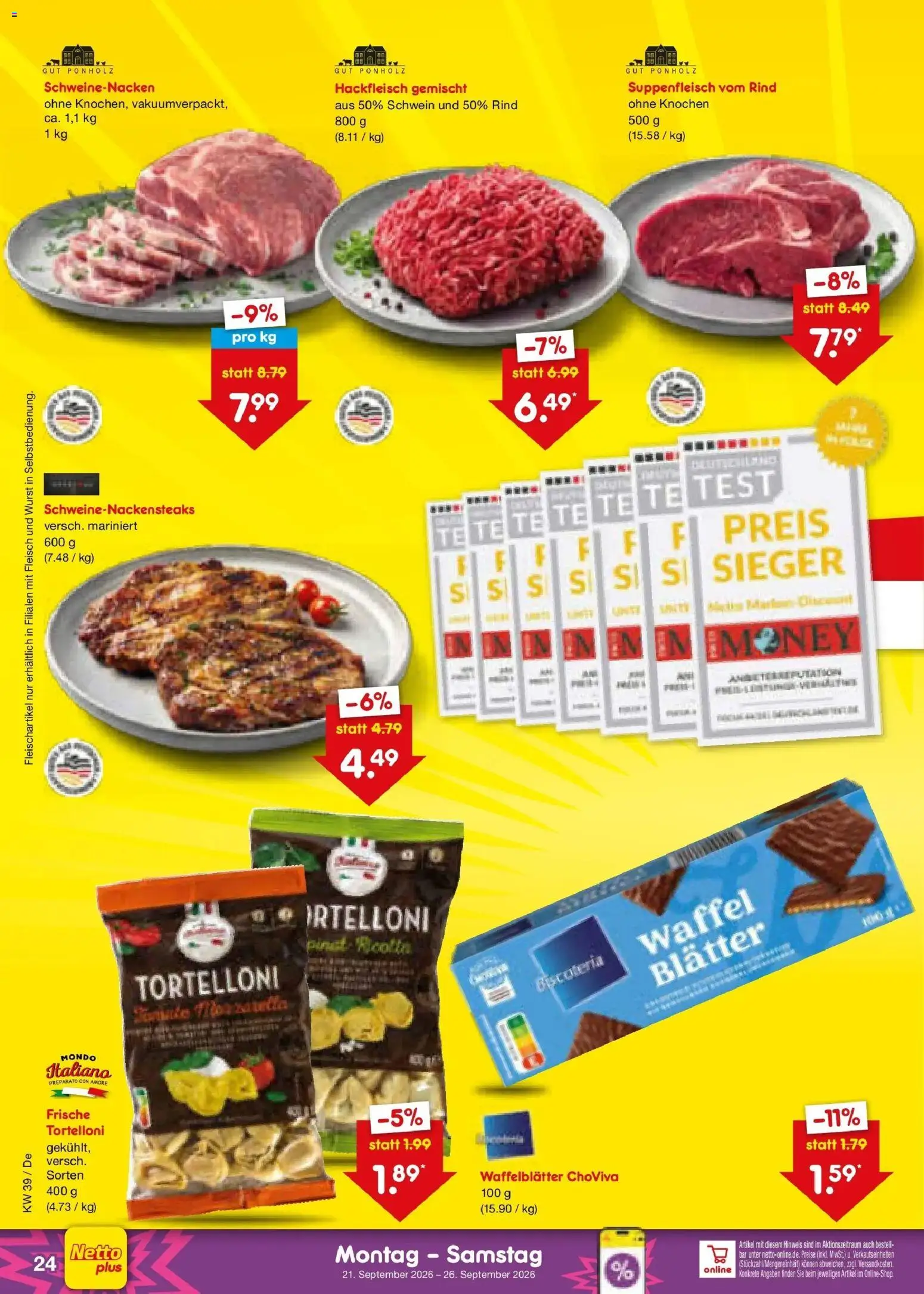 Netto Marken-Discount Prospekt Buttenwiesen – gültig ab 21.09.2026 | Seite: 36 | Produkte: Suppenfleisch, Wurst, Fleisch, Hackfleisch