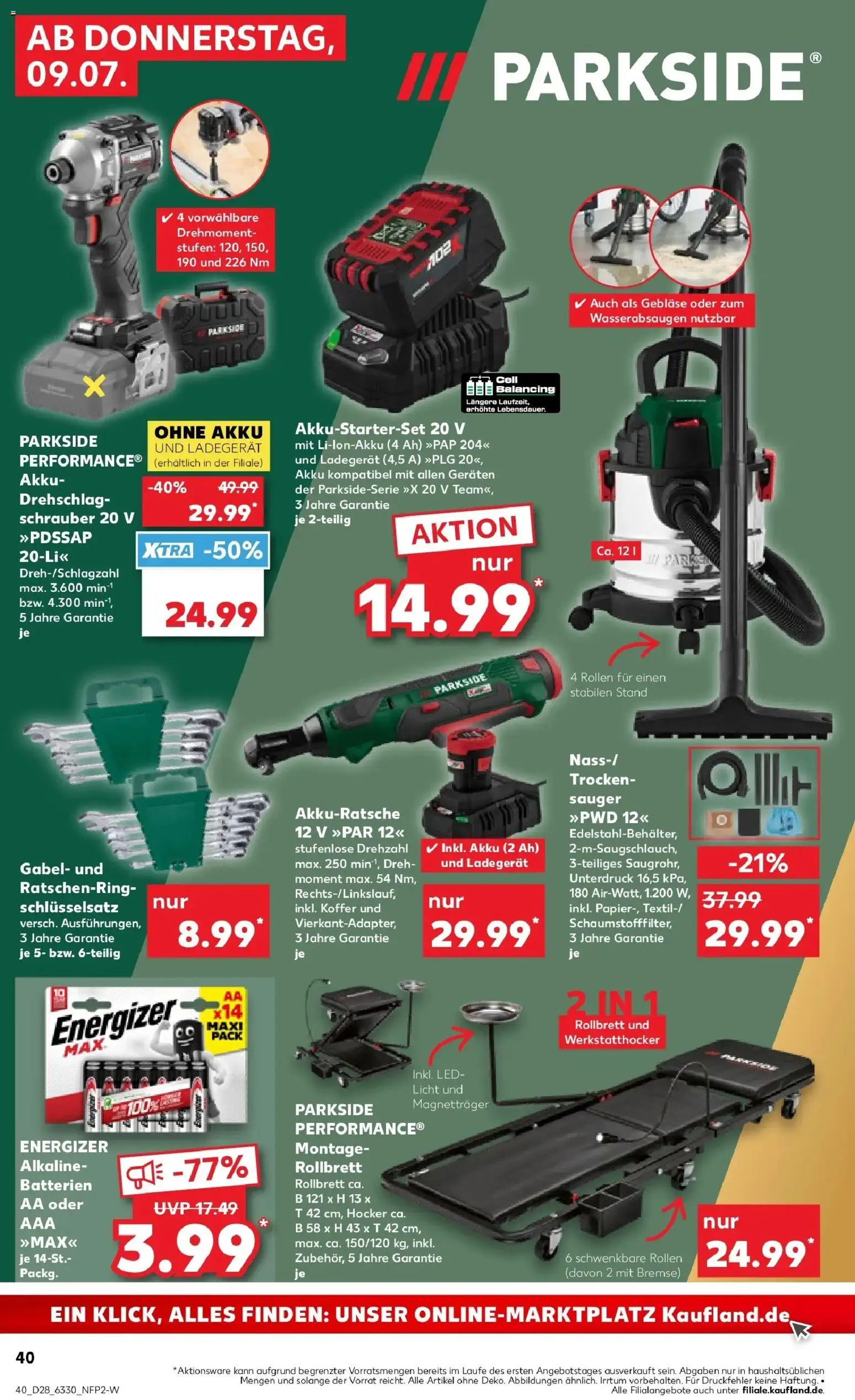 Kaufland Prospekt Rheda-Wiedenbrück – gültig ab 09.07.2026 | Seite: 40 | Produkte: Hocker, Batterien, Koffer, Ladegerät