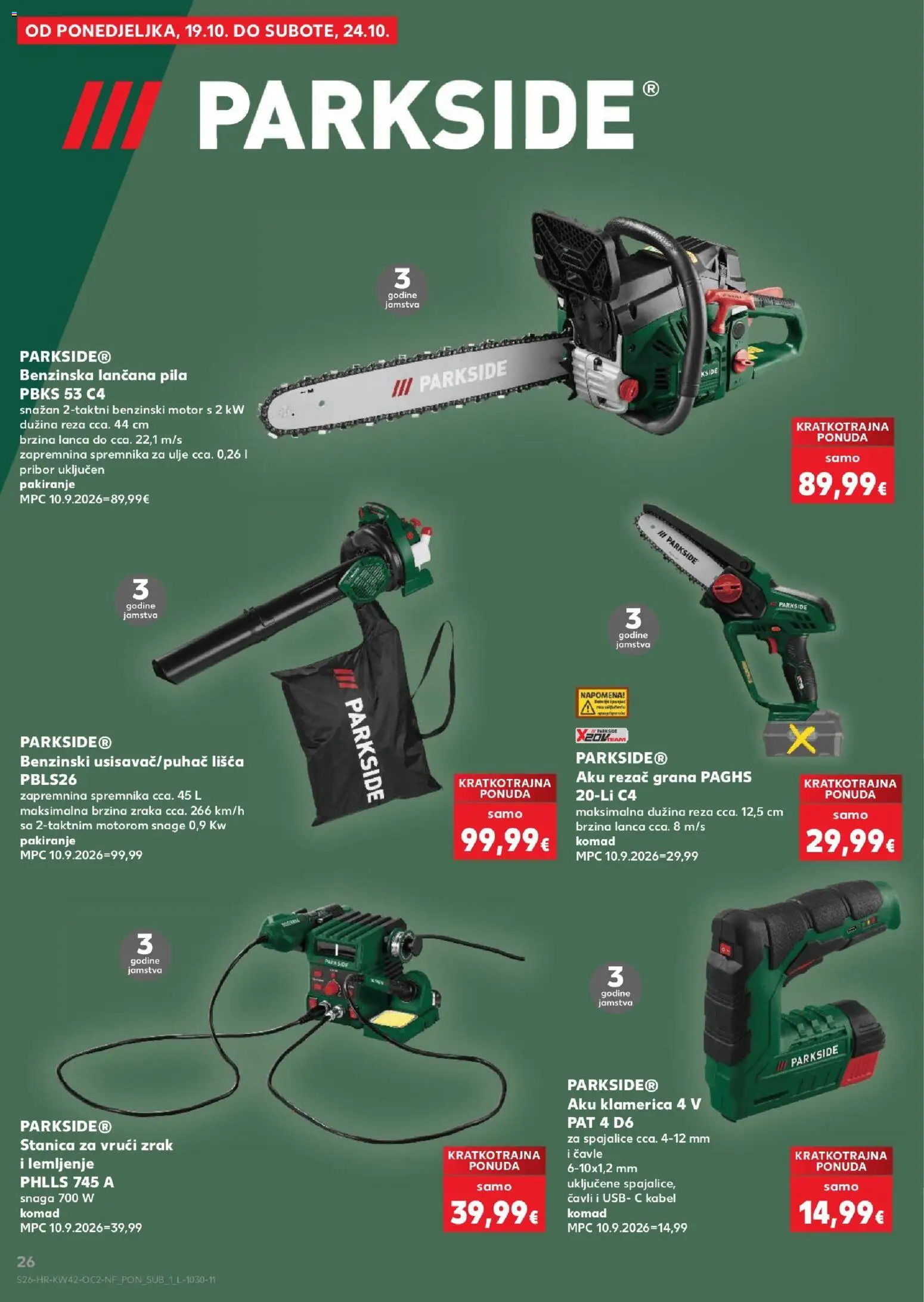 Kaufland katalog | vrijedi od 14.10.2026 | Stranica: 26 | Proizvodi: Ulje, Kabel, Rezač, Parkside