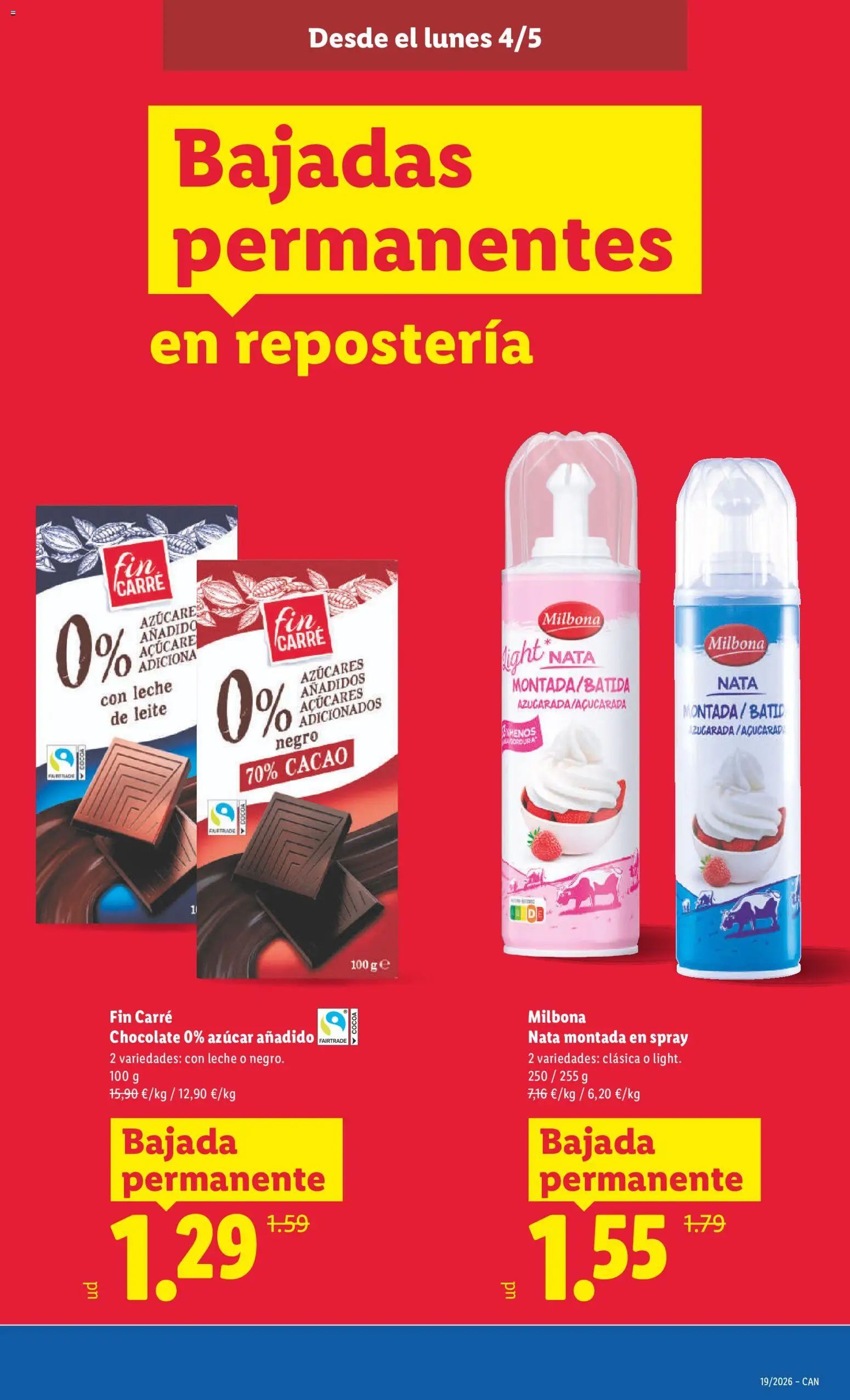 Lidl Bajadas Canarias │ válido desde el 04.05.2026 | Página: 7 | Productos: Leche, Chocolate, Φρυγανιές σικάλεως