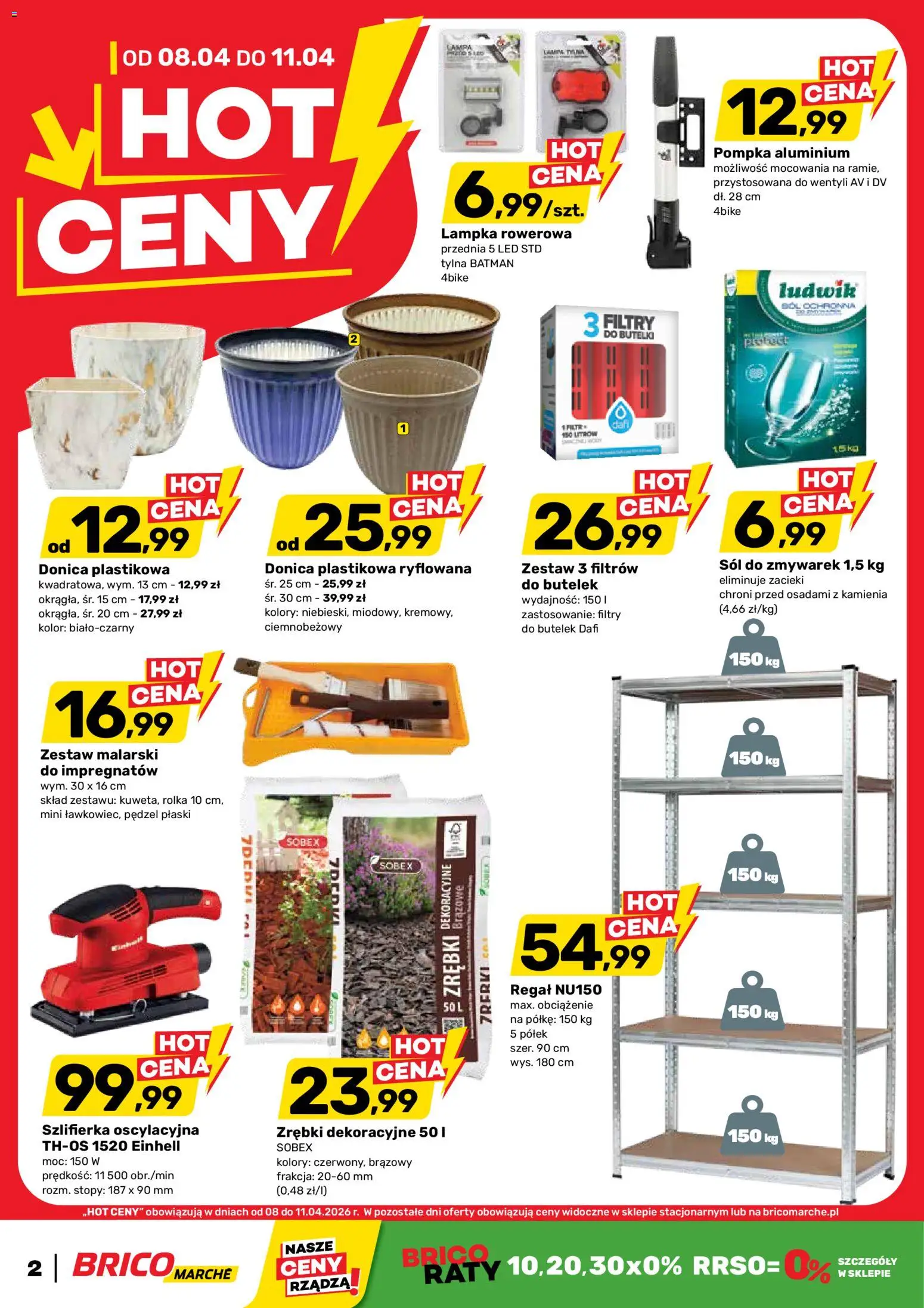Brico Marché gazetka od 08.04.2026 | Strona: 2 | Produkty: Pędzel, Szlifierka oscylacyjna, Lampa, Regał