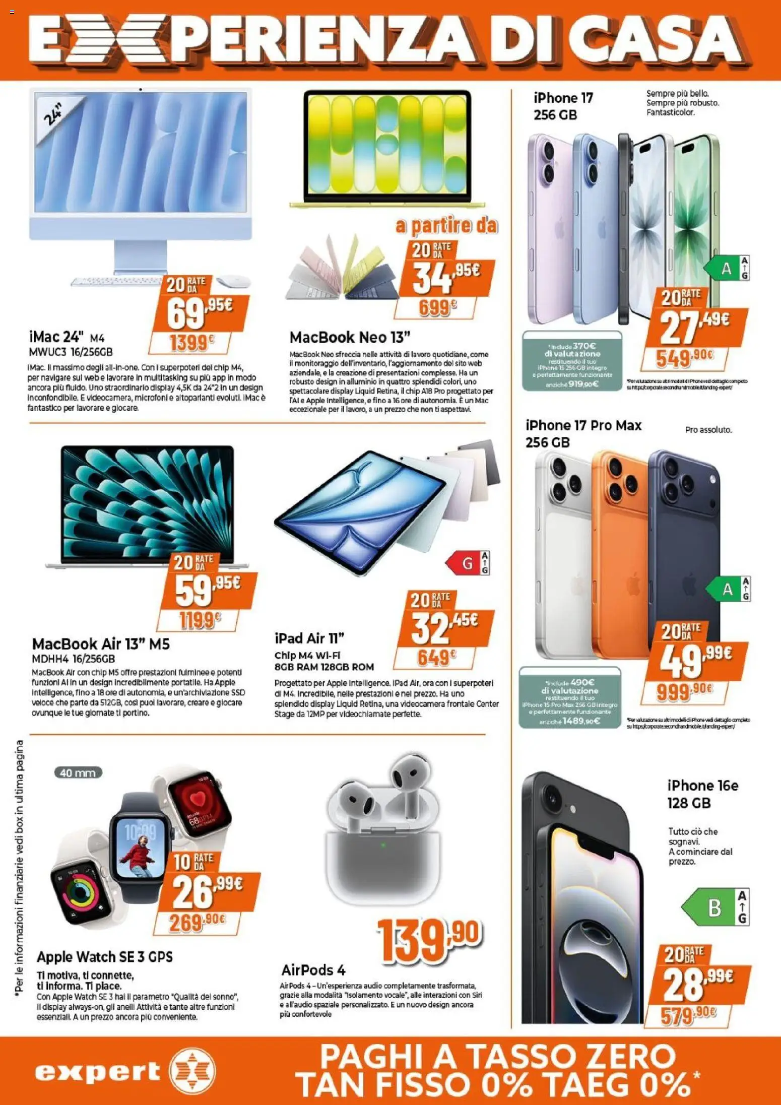 Volantino Expert del 09.04.2026 | Pagina: 9 | Prodotti: Macbook air, Iphone, Apple Watch, Airpods
