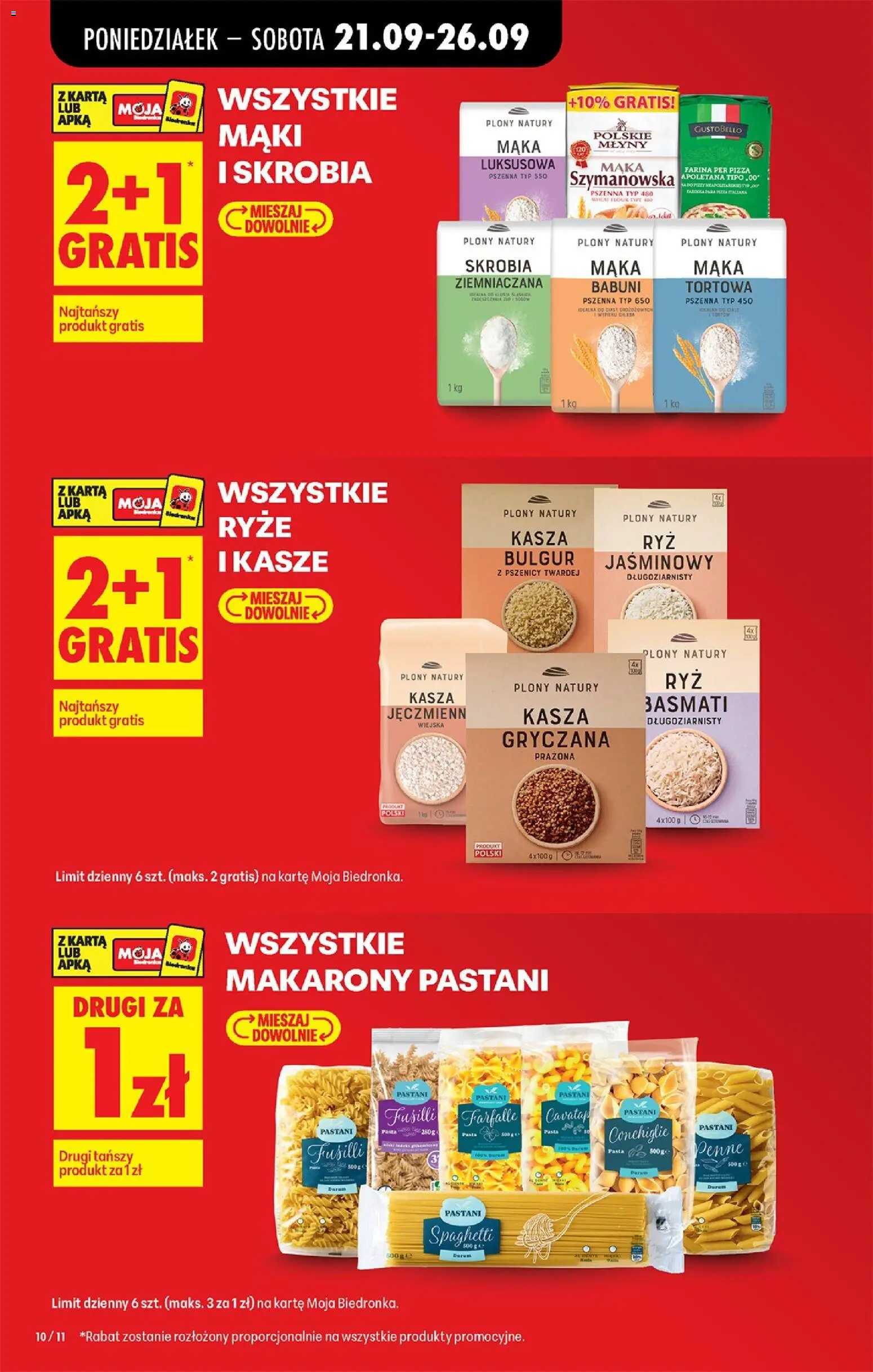 Biedronka gazetka od poniedziałku od 21.09.2026 | Strona: 11 | Produkty: Karta, Kasza, Skrobia, Pasta