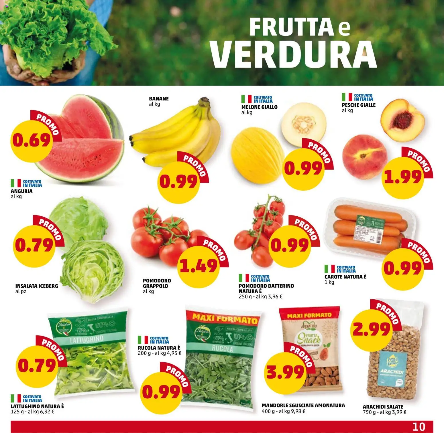 Volantino PENNY del 11.06.2026 | Pagina: 10 | Prodotti: Banane, Rucola, Insalata, Mandorle