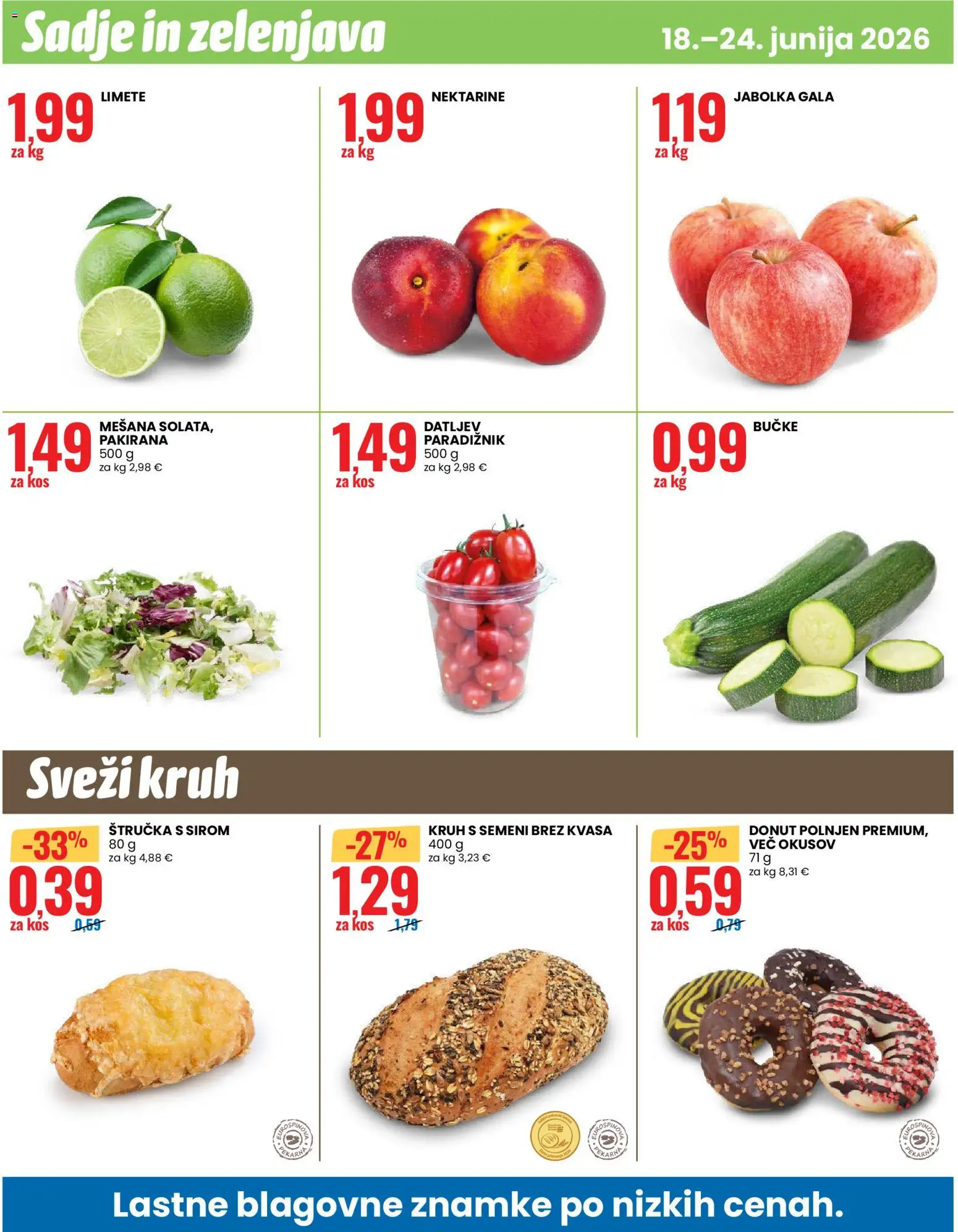 Novi Eurospin katalog ponudbe – veljaven od 18.06.2026 | Stran: 12 | Izdelki: Kos, Kruh, Zelenjava, Sadje