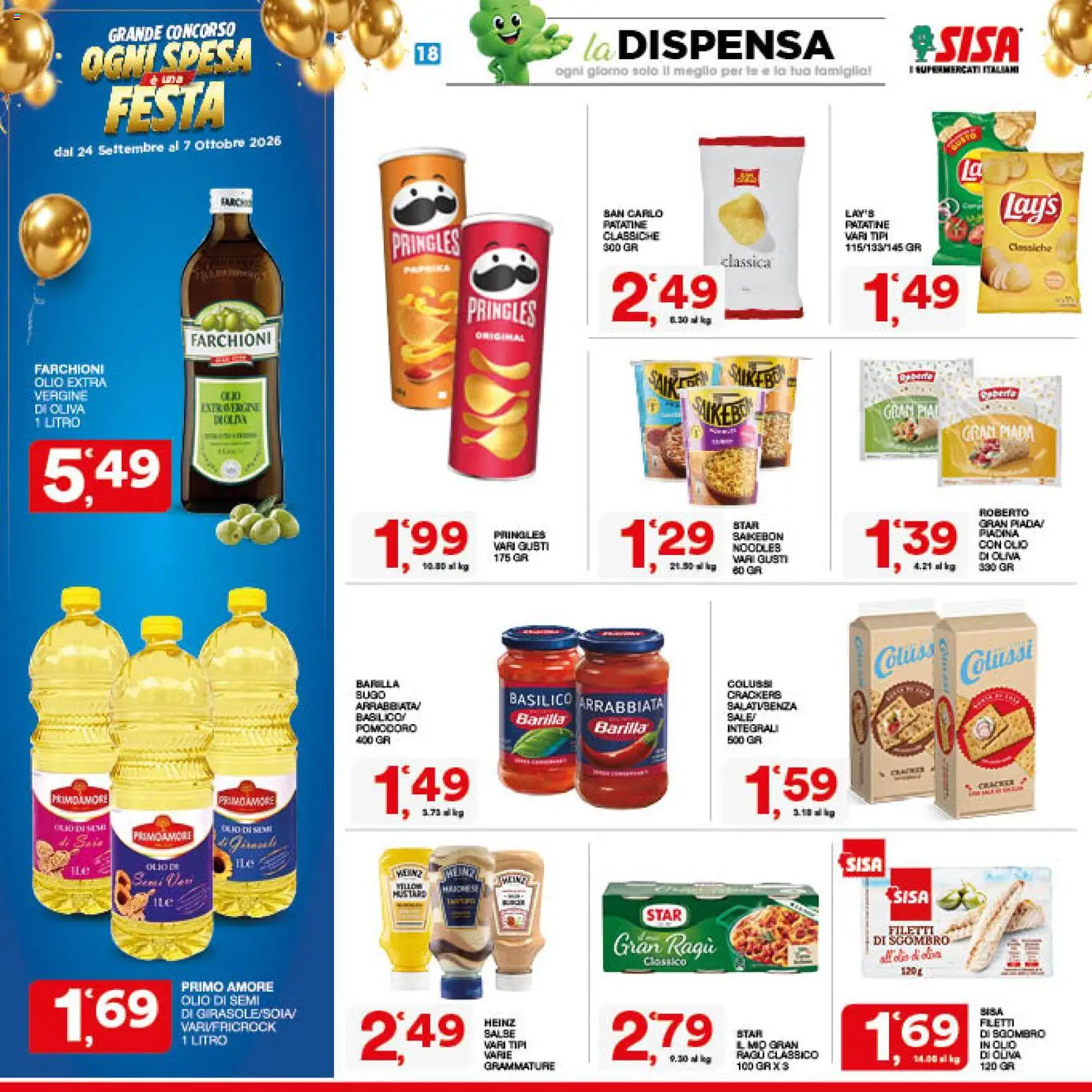Volantino SISA del 24/09/2026 | Pagina: 18 | Prodotti: Olio di semi, Barilla, Ragú, Sgombro