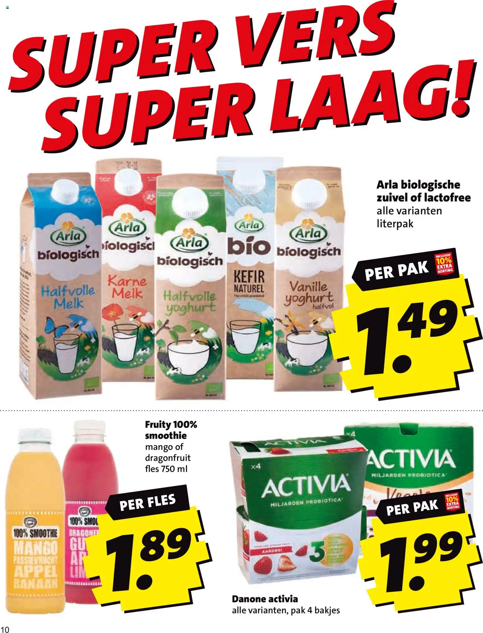 {H1} | Pagina: 10 | Producten: Melk, Yoghurt, Fles, Banaan