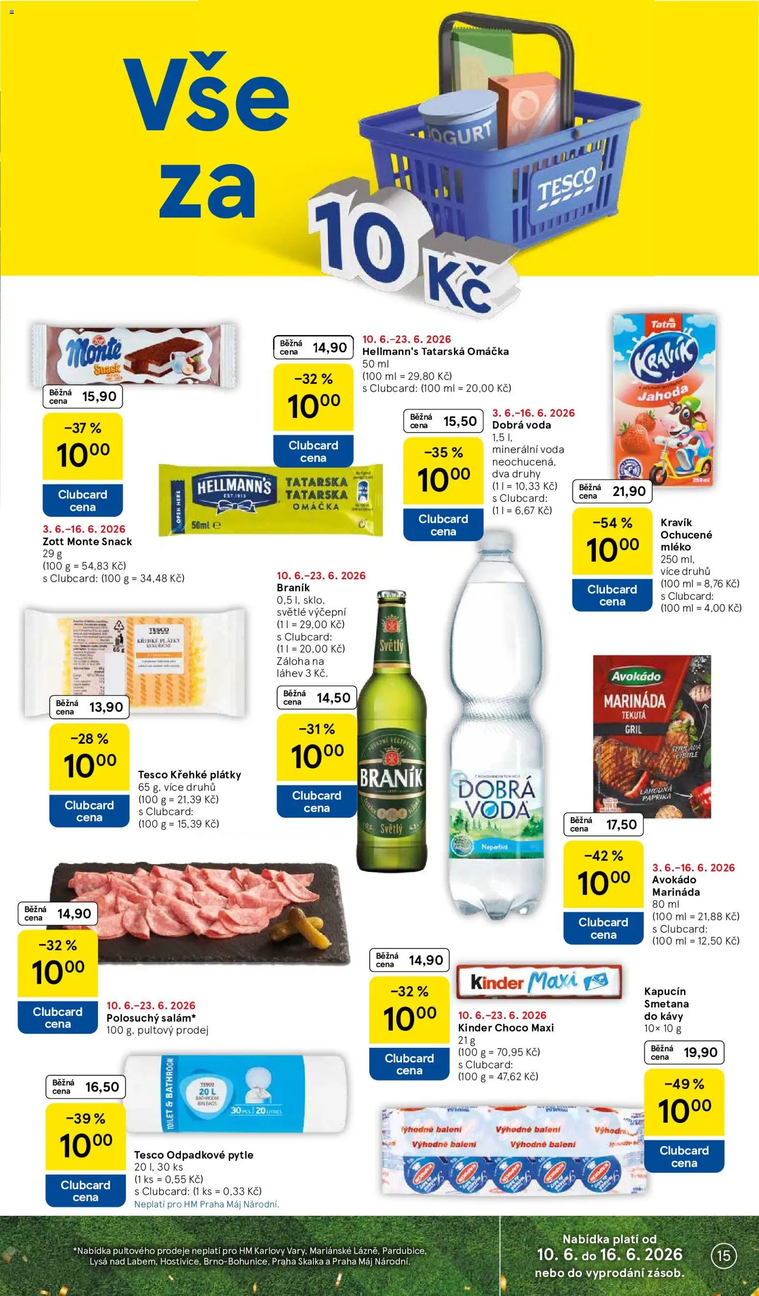 Tesco leták - Hypermarket od 10.06.2026 | Strana: 15 | Produkty: Tatarská omáčka Hellmann's, Dobrá voda, Mléko, Paprika