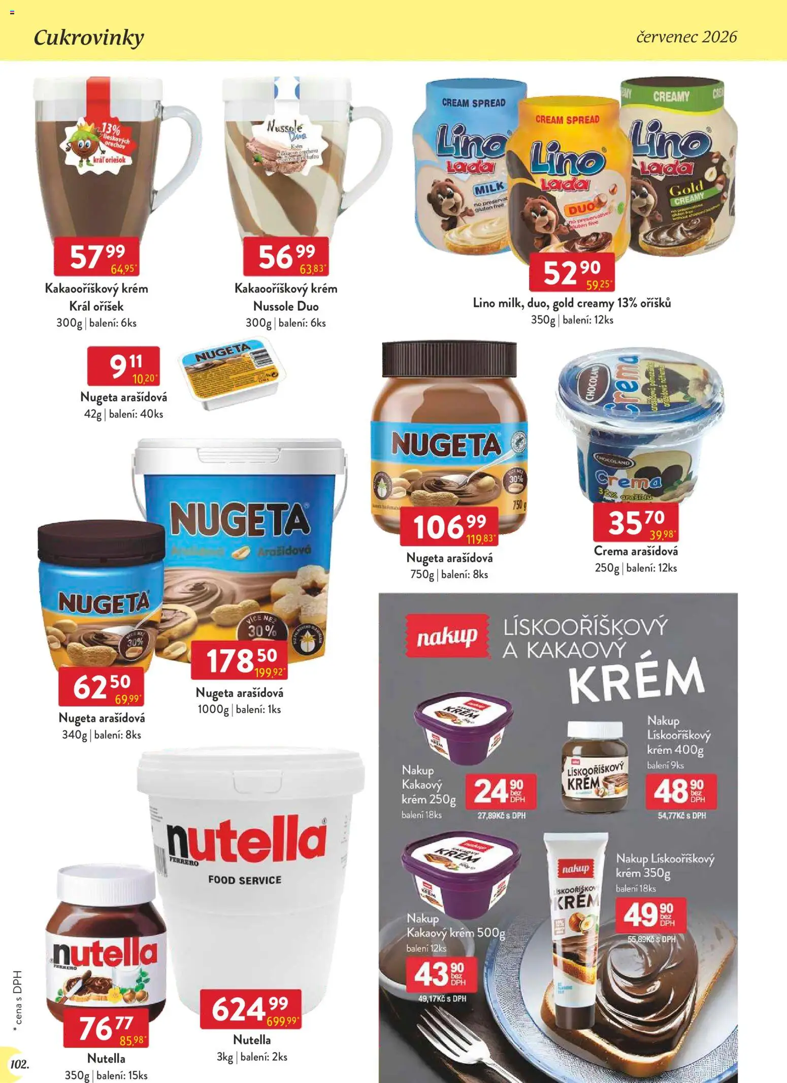 Astur & Qanto leták - Velkoobchod 07/2026 od 01.07.2026 | Strana: 102 | Produkty: Krém, Nugeta, Crema, Nutella