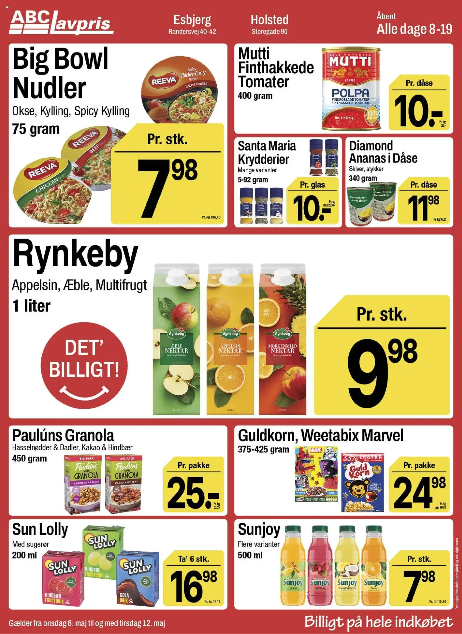 Abc Lavpris tilbudsavis – gyldig fra 06.05.2026 | Side: 10 | Produkter: Tomater, Nudler, Ananas, Hindbær