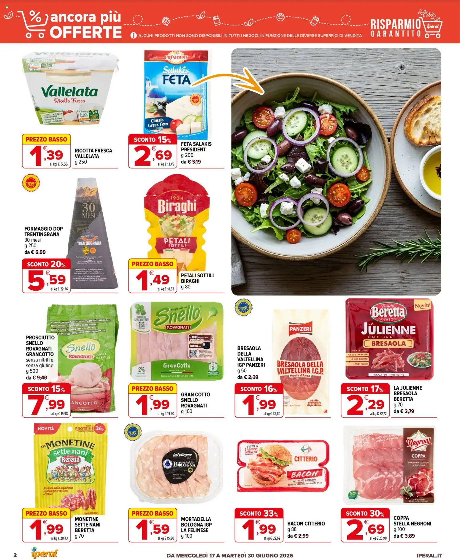 Volantino Iperal del 17.06.2026 | Pagina: 2 | Prodotti: Prosciutto, Ricotta, Borraccia, Macinato