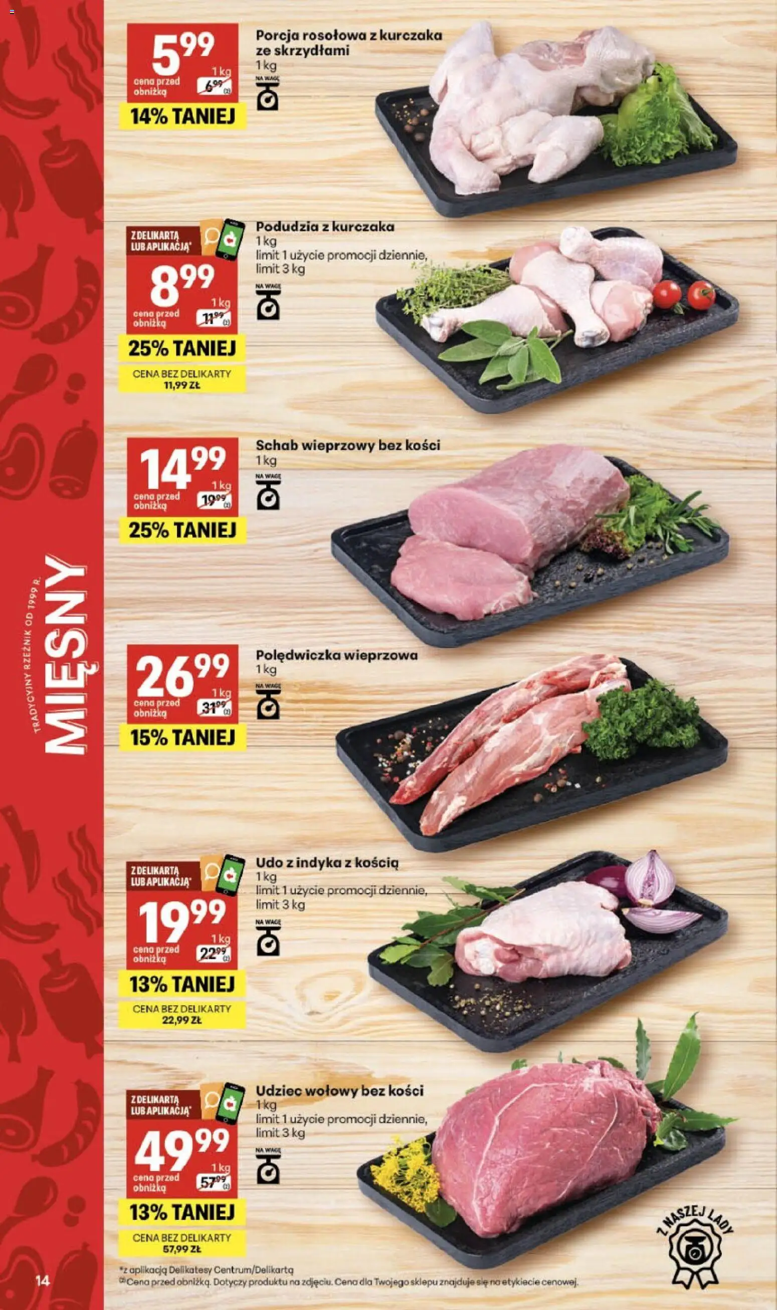 Delikatesy Centrum gazetka od 09.07.2026 | Strona: 14 | Produkty: Schab, Schab wieprzowy, Polędwiczka wieprzowa, Delikatesy