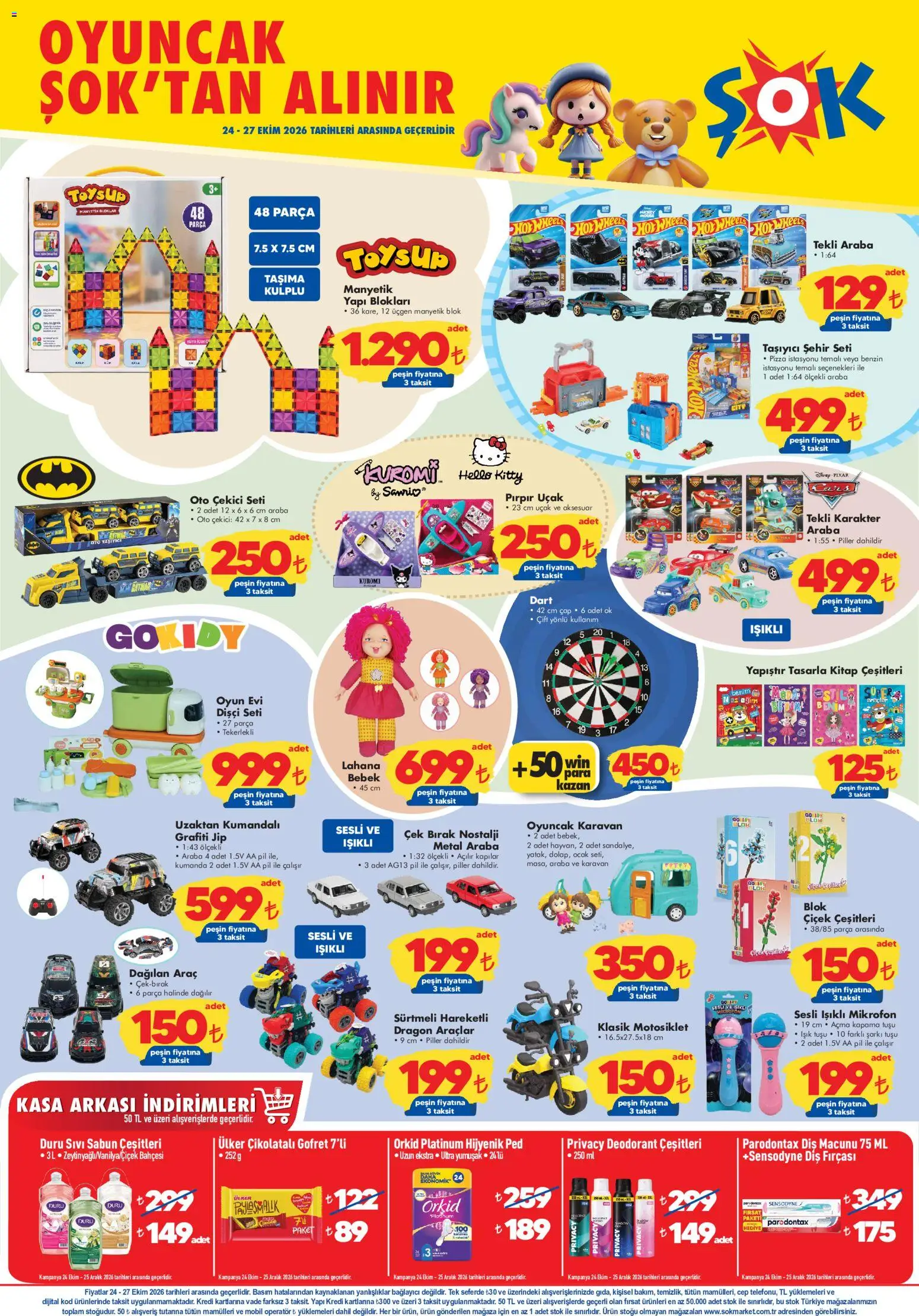 Şok Market - Hafta sonu fırsatları - 24 Ekim 2026 tarihinden itibaren geçerlidir | Sayfa: 1 | Ürünler: Oyuncak, Deodorant, Pizza, Kasa