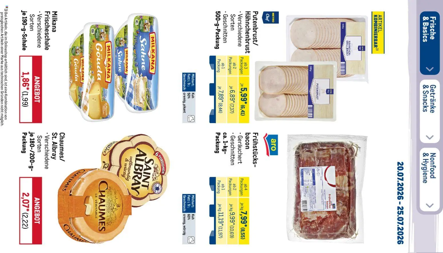 Metro Prospekt – gültig ab 20.07.2026 | Seite: 14 | Produkte: Putenbrust, Hahnchen, Milch, Sahne