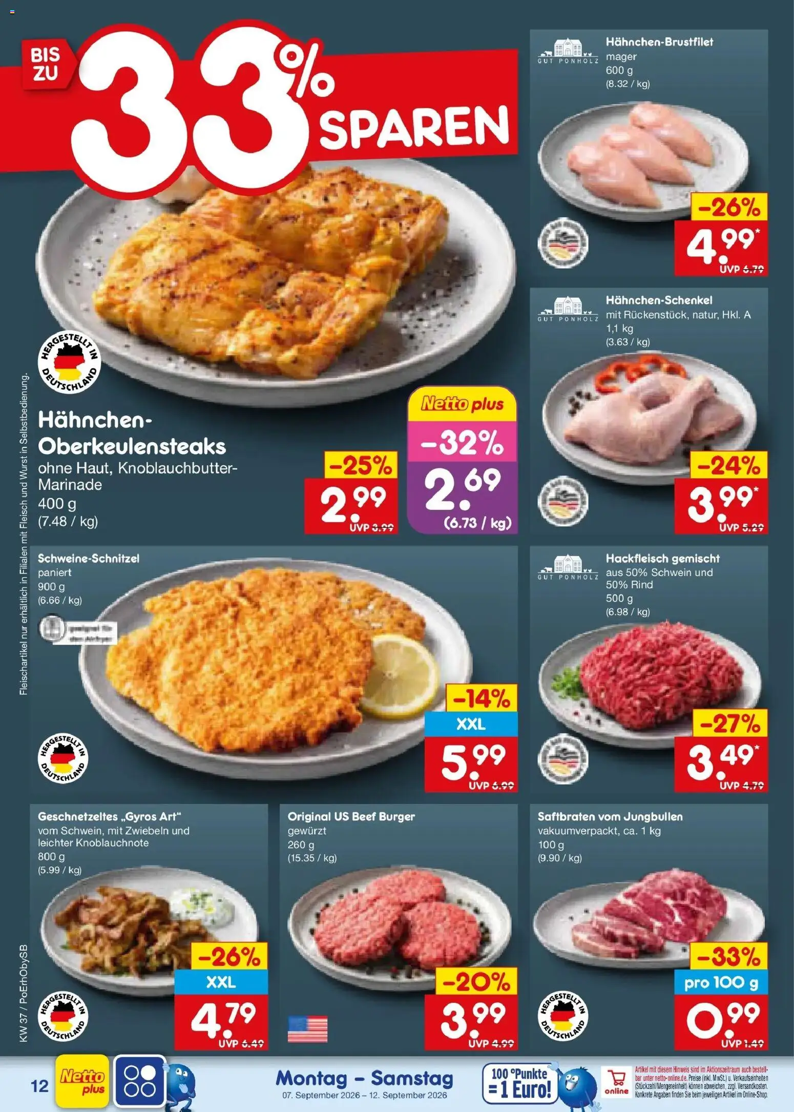 Netto Marken-Discount Prospekt München – gültig ab 07.09.2026 | Seite: 18 | Produkte: Hahnchenschenkel, Zwiebeln, Wurst, Hackfleisch