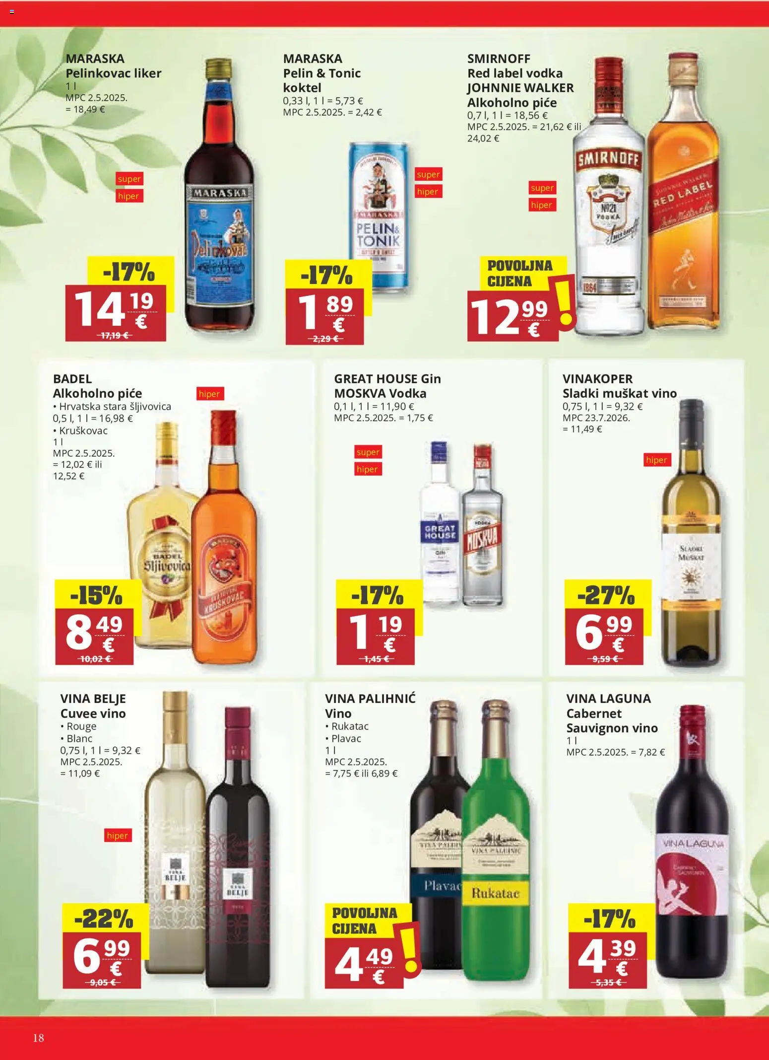 Ribola katalog | vrijedi od 23.09.2026 | Stranica: 18 | Proizvodi: Johnnie Walker, Pelinkovac, Šljivovica, Tonic