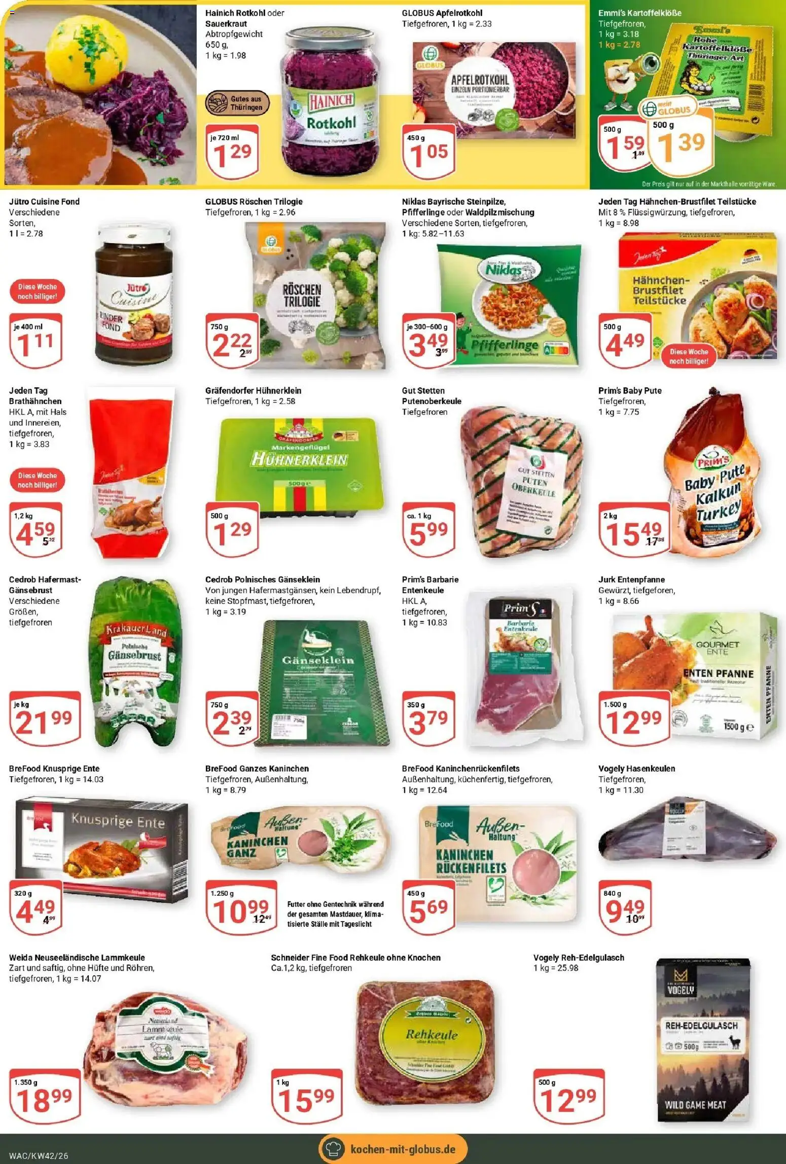 Globus Prospekt Markkleeberg (ab 12.10.2026) » Angebote online | Seite: 14 | Produkte: Pute, Hahnchen, Rotkohl, Ente