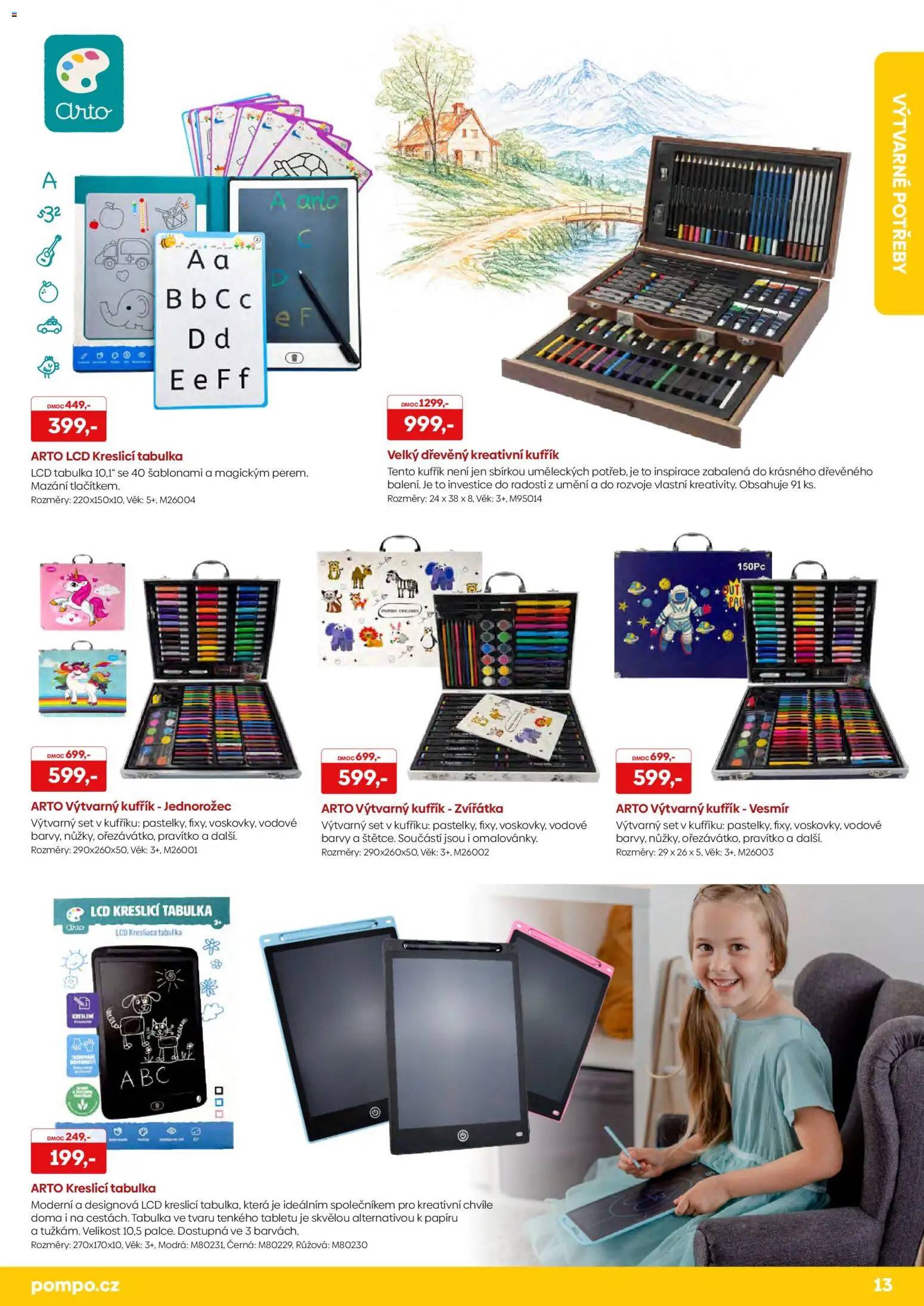Pompo katalog Zpátky do školy 2026 od 20.07.2026 | Strana: 13 | Produkty: Pravítko, Cd, Kreslicí tabulka, Barvy