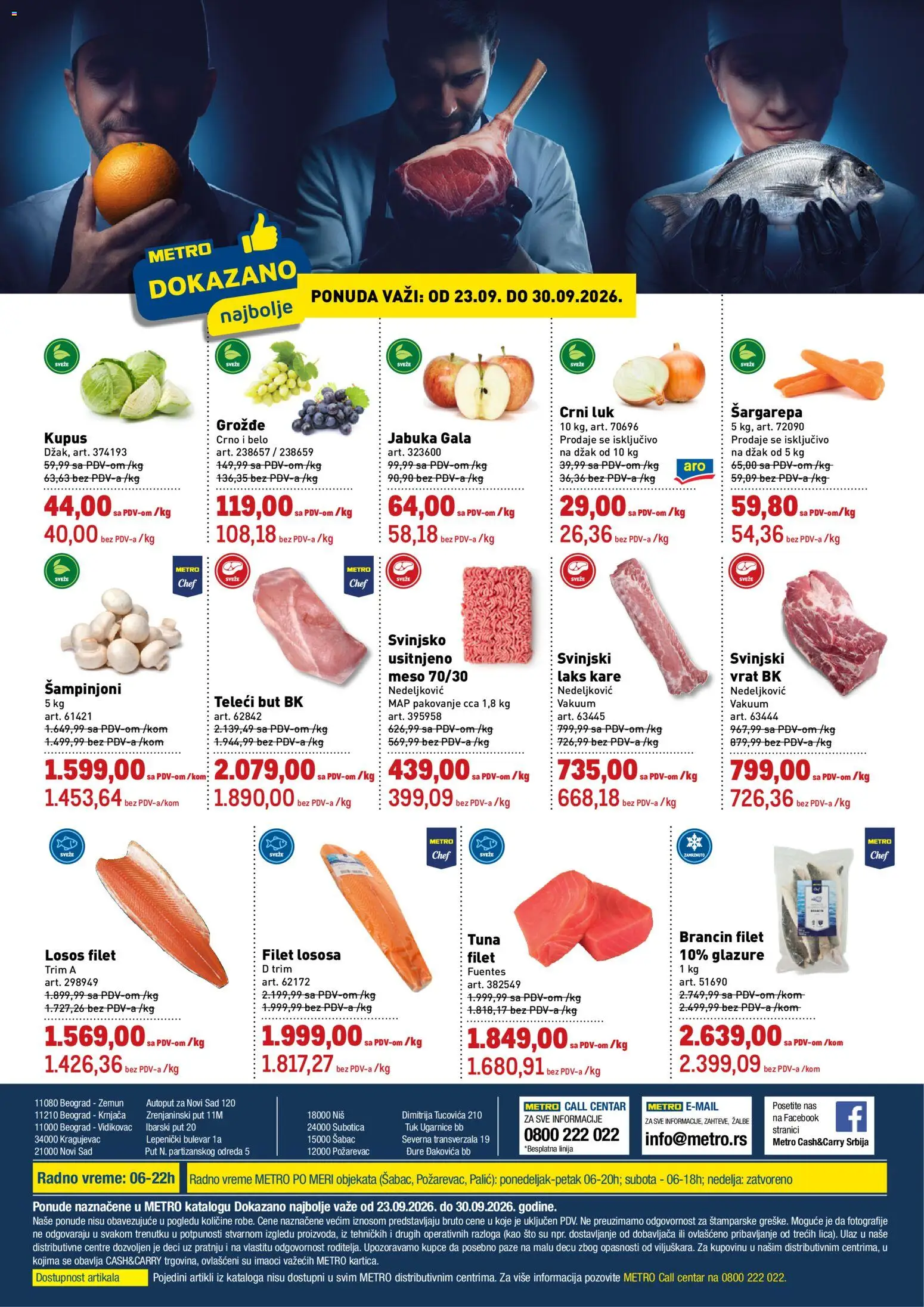 Metro katalog - važi od 23.09.2026 | Strana: 1 | Proizvode: Filet lososa, Filet, Crni luk, Luk