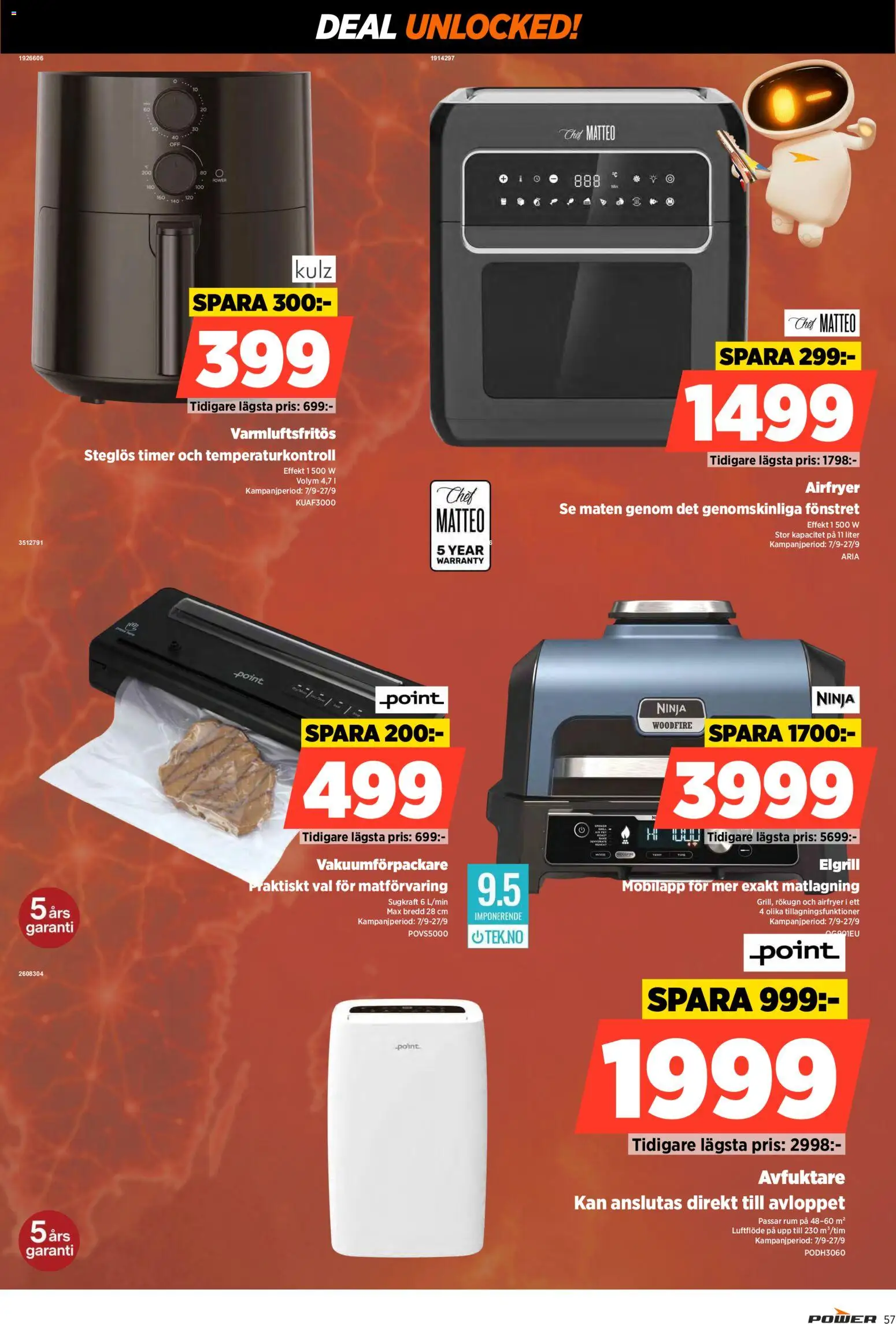 Power reklamblad aktuell från 14/09/2026 | Sida: 57 | Produkter: Elgrill, Varmluftsfritös, Airfryer, Vakuumförpackare