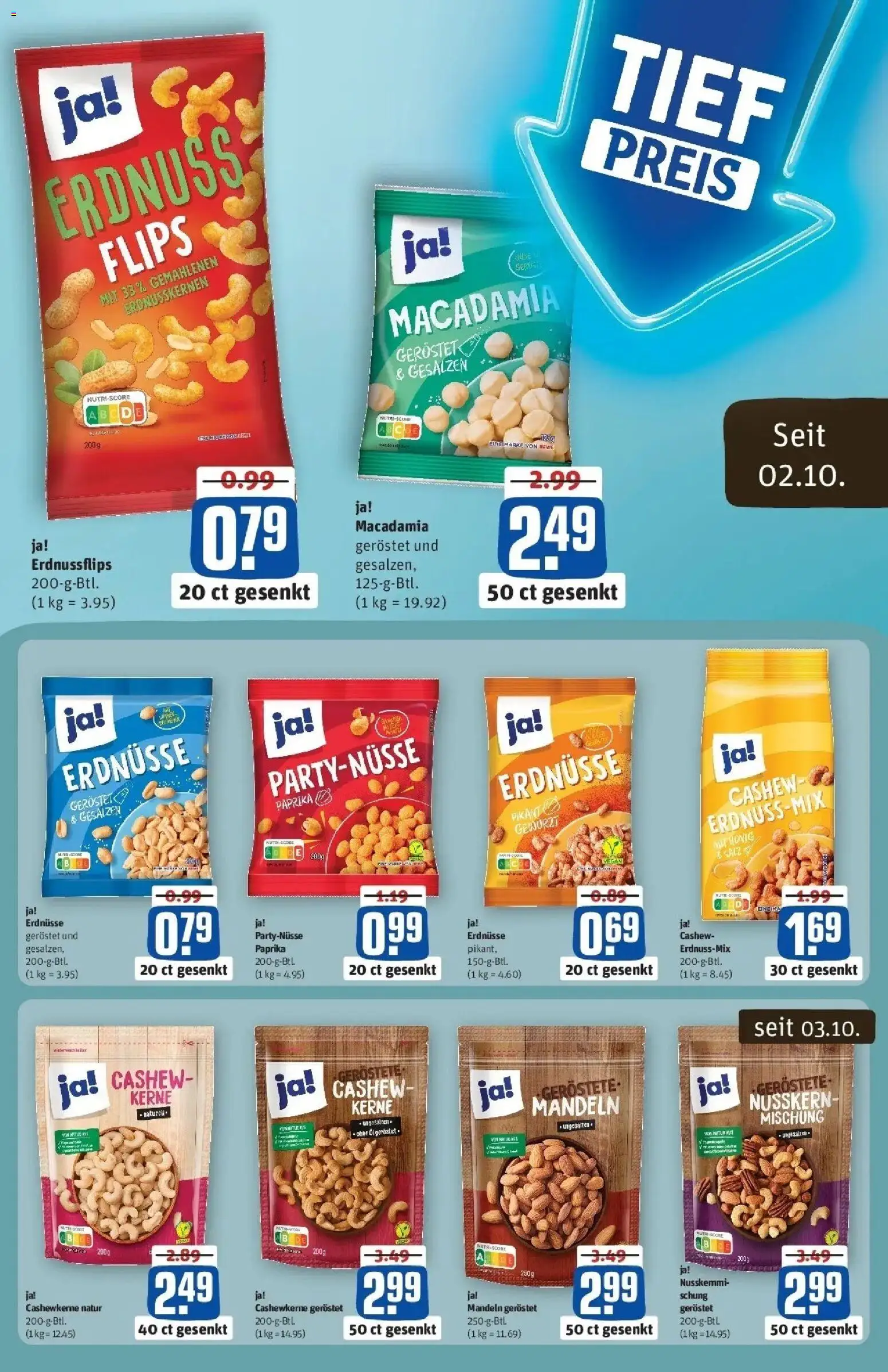 REWE Prospekt ab 05.10.2026 zum Blättern » Angebote | Seite: 3 | Produkte: Erdnüsse, Mandeln, Cashew, Paprika