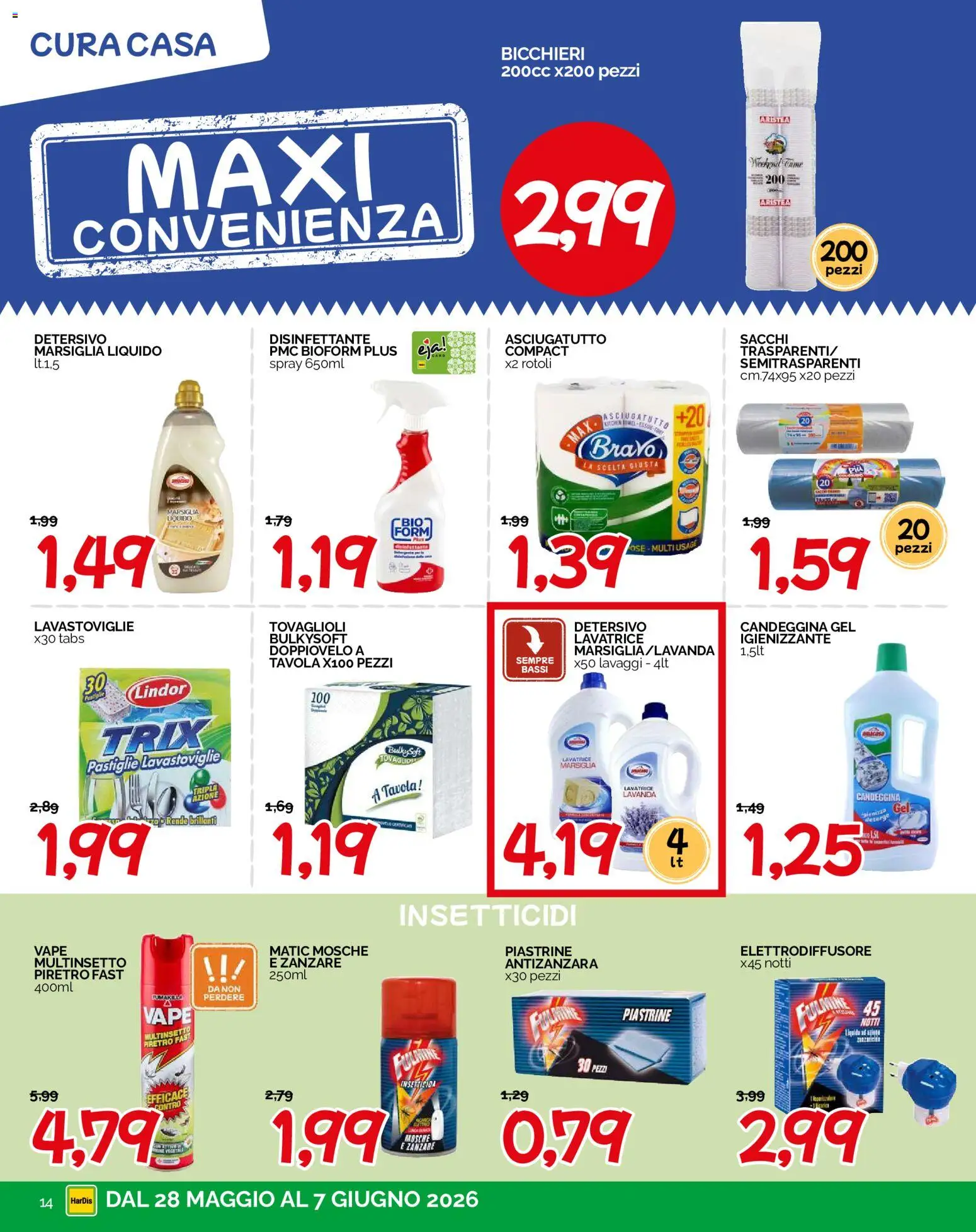 Volantino HarDis del 28.05.2026 | Pagina: 14 | Prodotti: Candeggina, Lavatrice, Asciugatutto, Lavanda