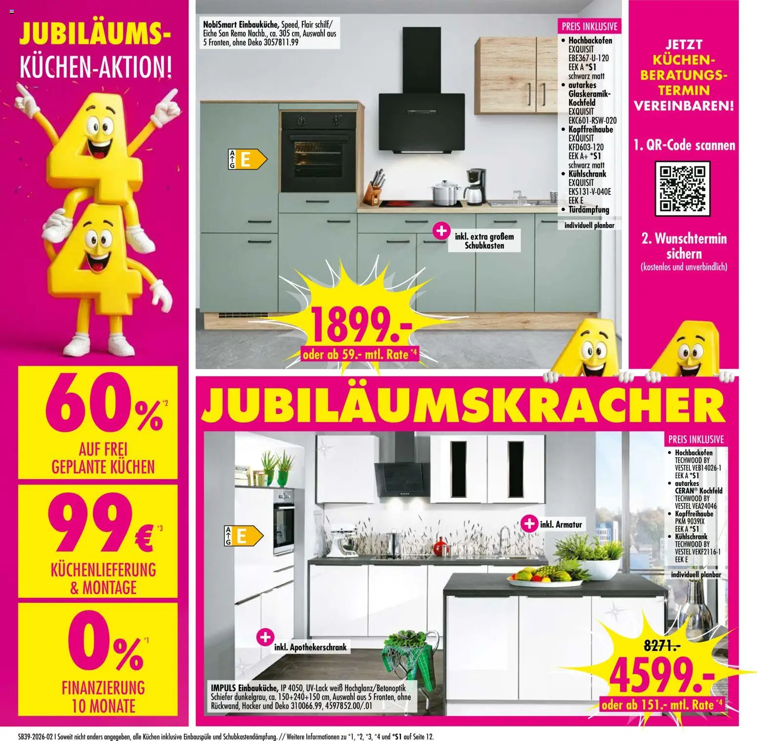 SB Möbel Boss Prospekt Mainz – gültig ab 19.09.2026 | Seite: 2 | Produkte: Hocker, Kühlschrank, Kochfeld, Armatur