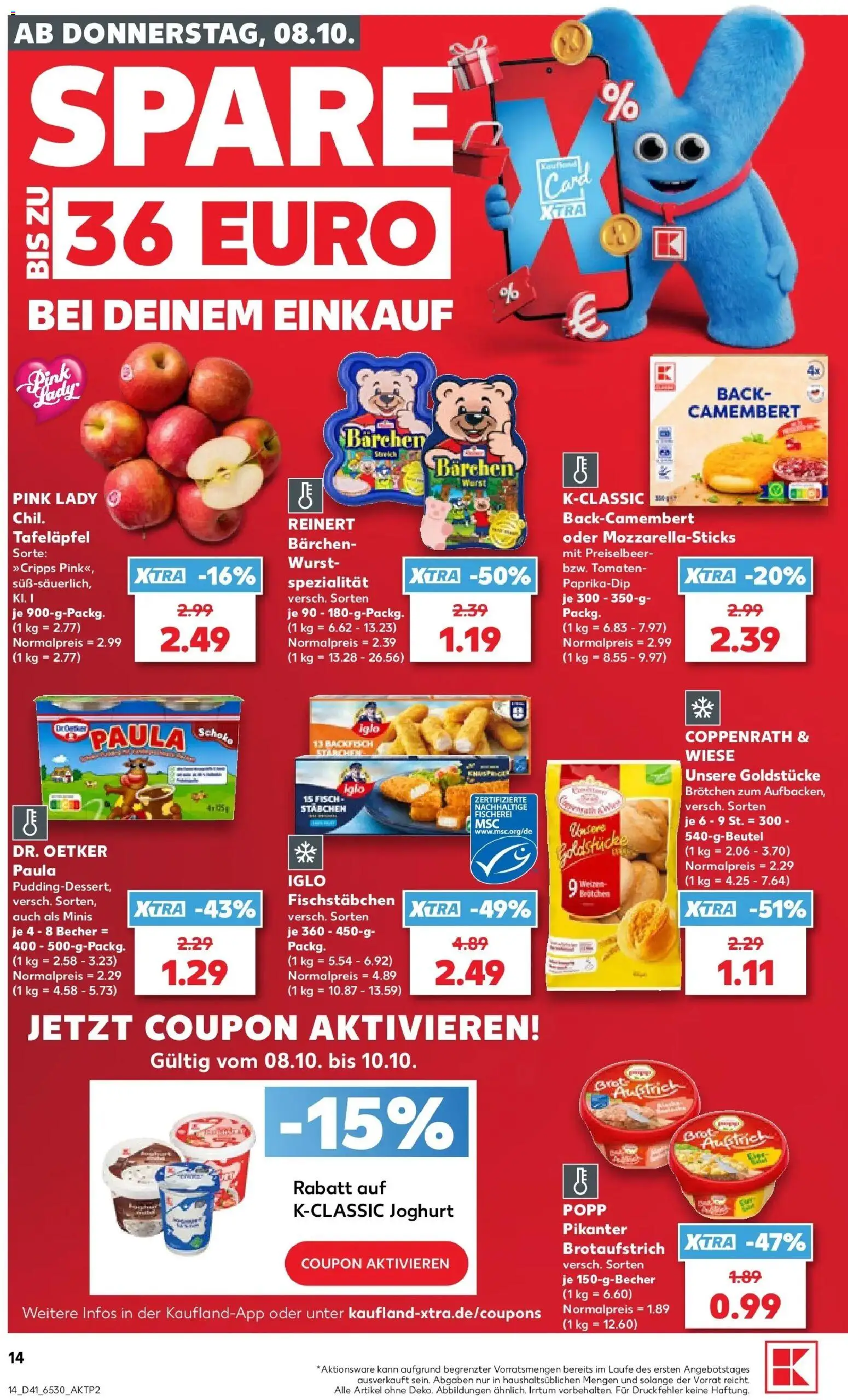 Prospekt Kaufland ab 08.10.2026 » Angebote Online zum Blättern | Seite: 14 | Produkte: Iglo, Tomaten, Camembert, Wurst