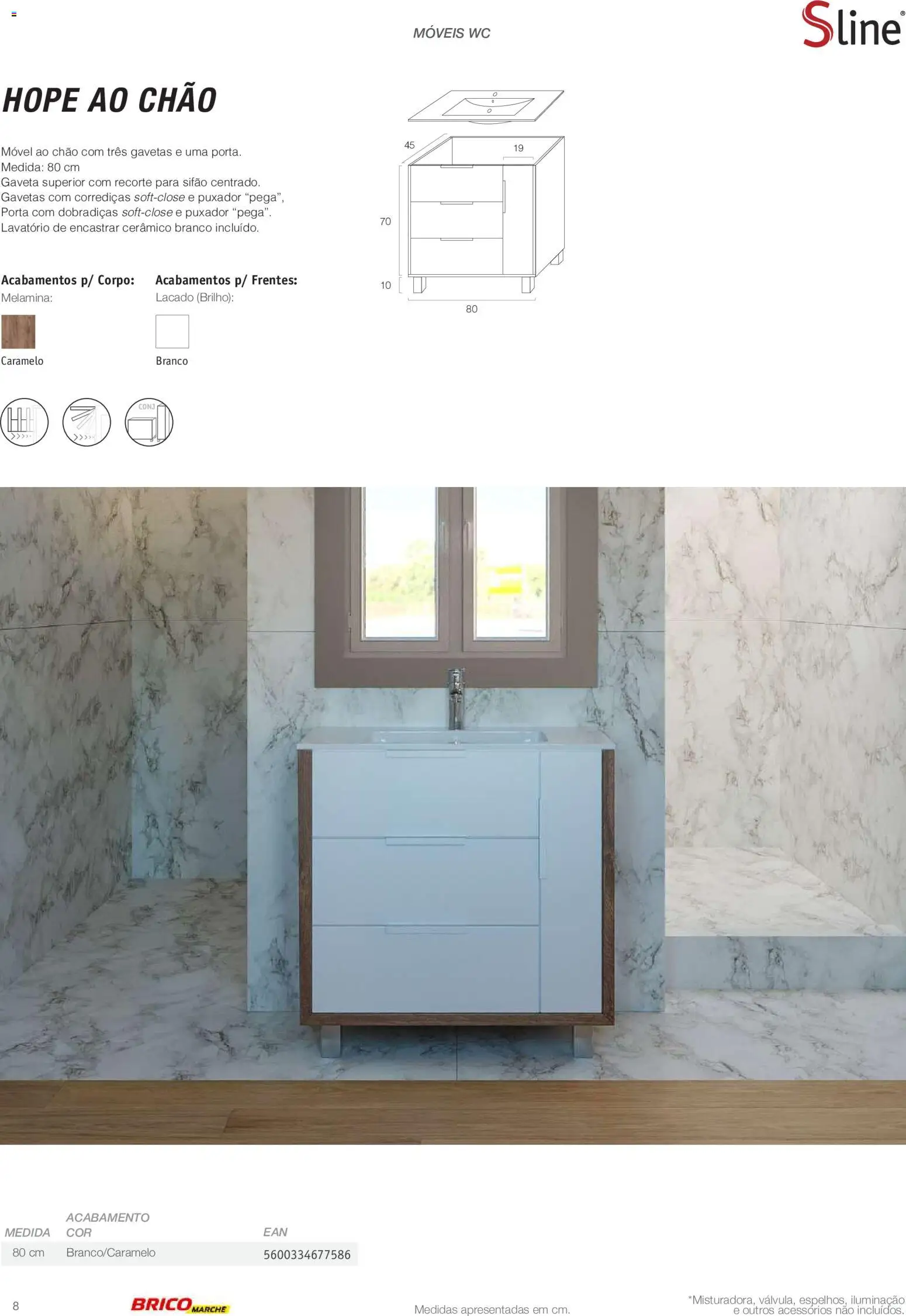 BricoMarché Catálogo de Inspiração Banho │ válido de 15/06/2026 | Página: 8 | Produtos: Porta, Iluminação, Lavatório