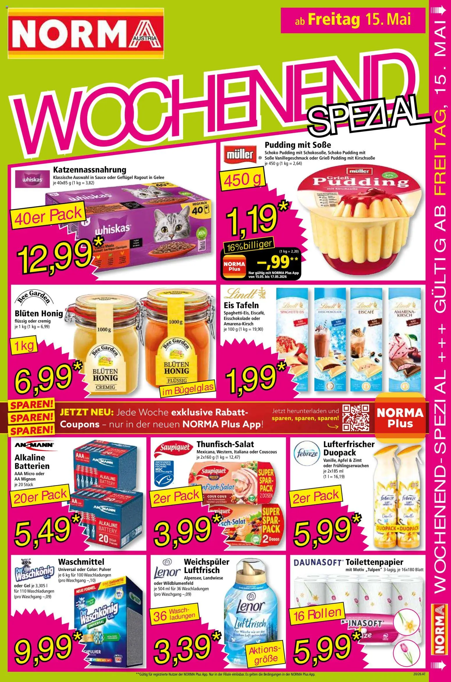 Norma Flugblatt gültig ab 11.05.2026 | Seite: 15 | Produkte: Eis, Soße, Matériel de rangement Fitness, Weichspüler