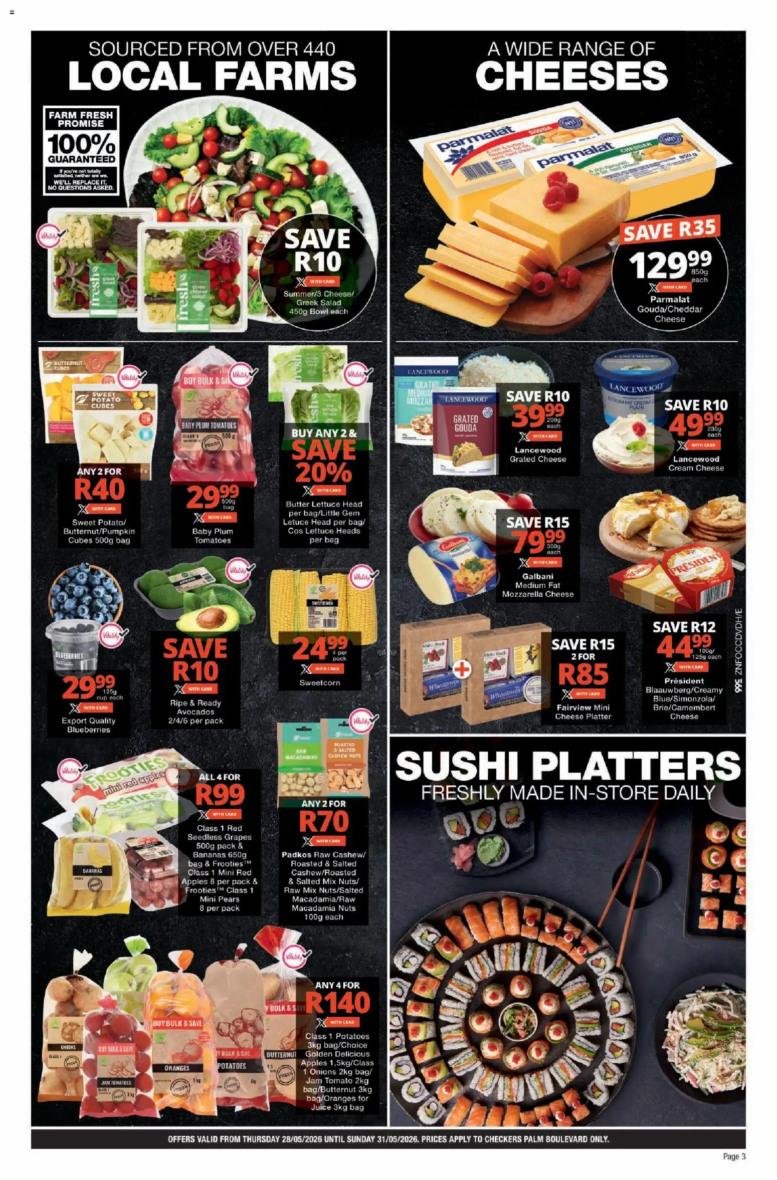 New Checkers catalogue – valid from 28.05.2026 | Page: 3 | Products: Platter, Apples, Cream, Potatoes