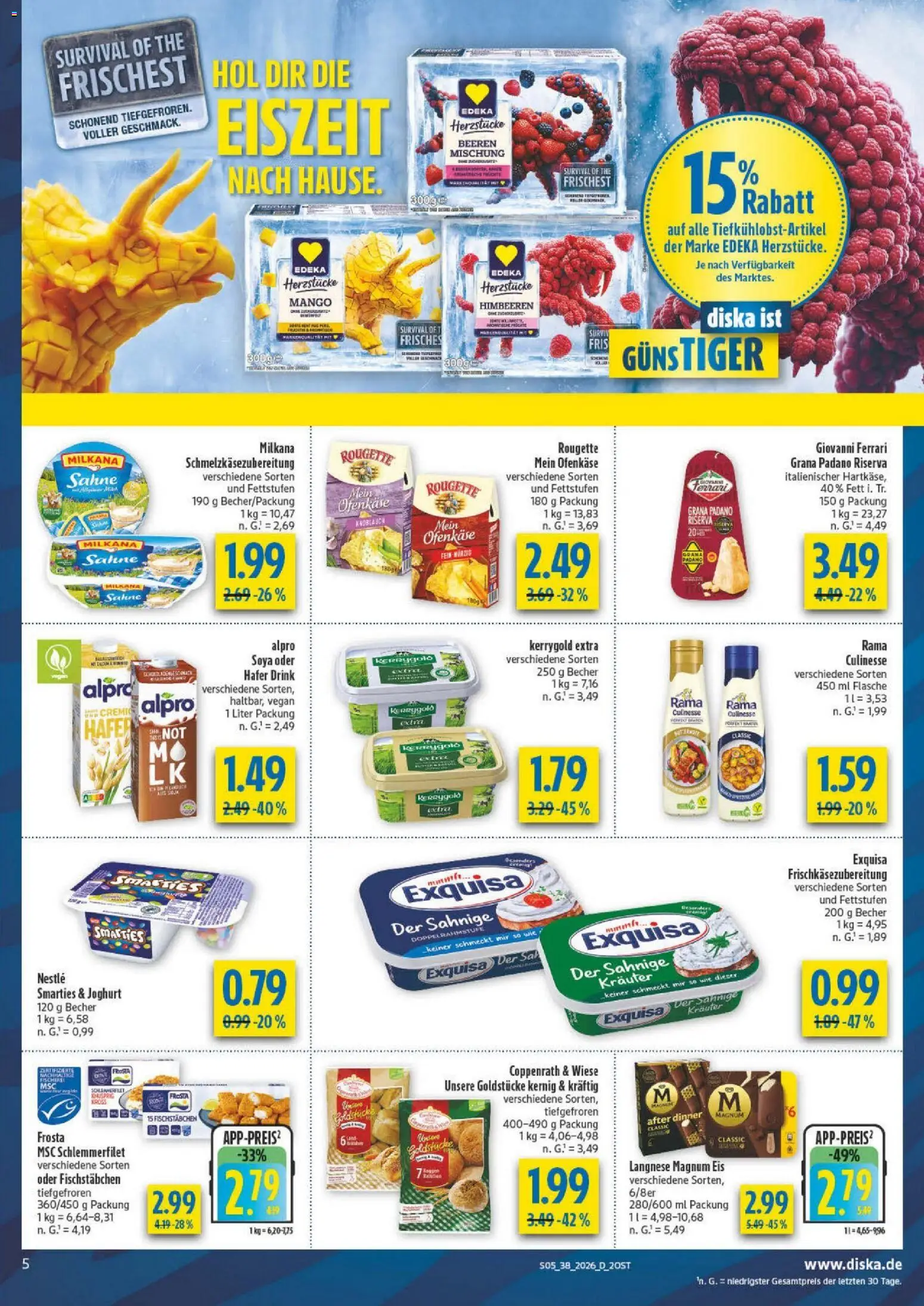 Diska - Diska Angebote Sachsen-Thüringen KW38 – gültig ab 09.09.2026 | Seite: 5 | Produkte: Himbeeren, Rama, Milkana, Fischstabchen