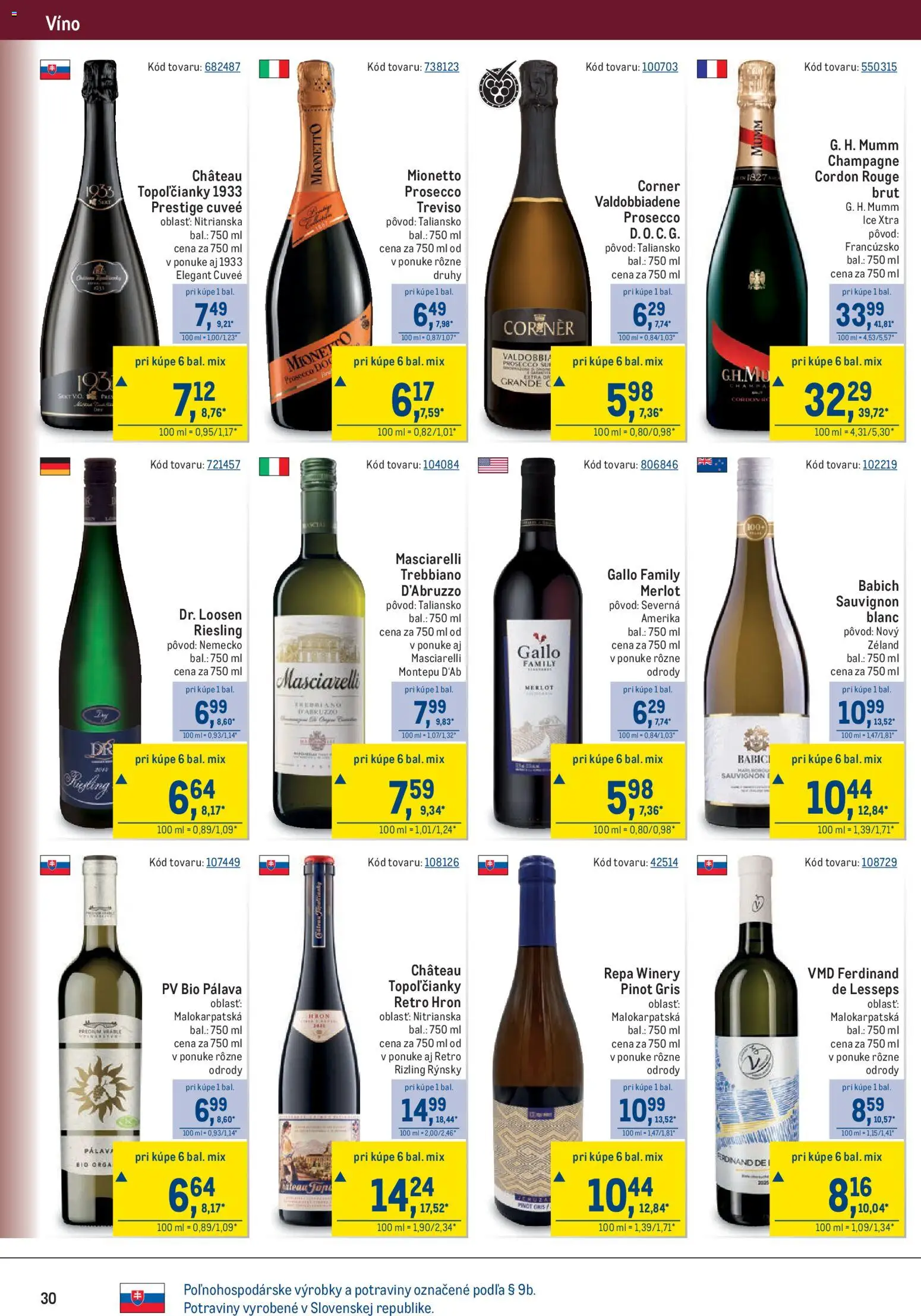 Nové Metro akcie – leták je platný od 15.07.2026 | Strana: 30 | Produkty: Víno, Prosecco
