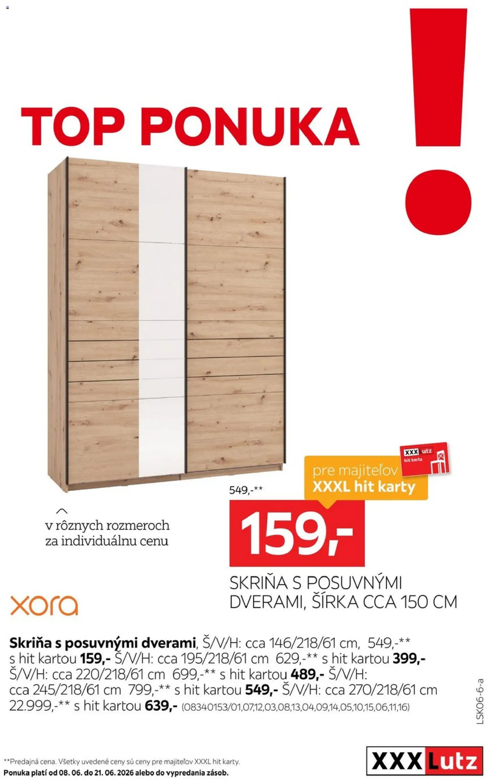 Nové XXXLutz akcie – leták je platný od 08.06.2026 | Strana: 6 | Produkty: Skriňa