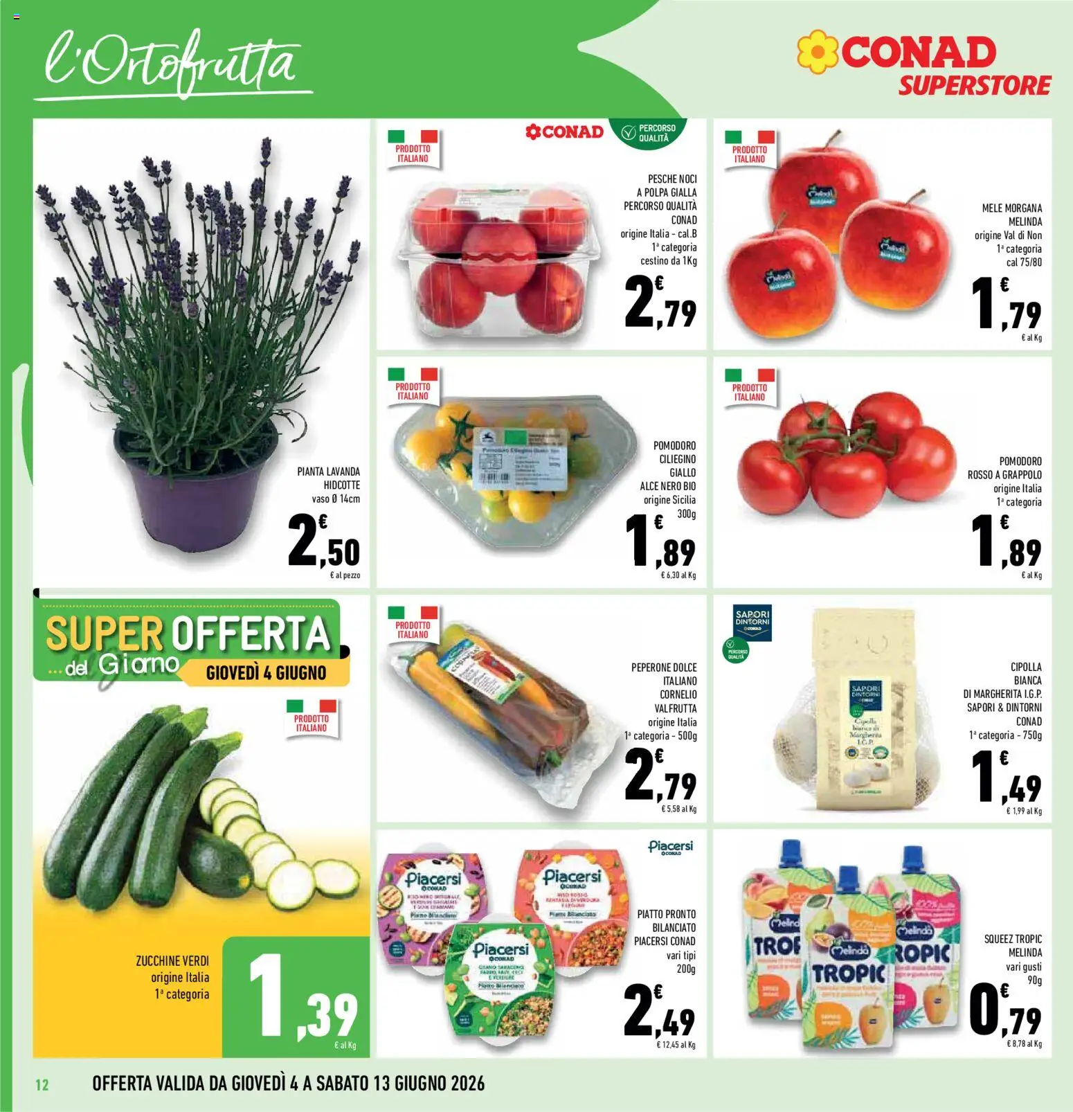 Volantino Conad del 04.06.2026 | Pagina: 12 | Prodotti: Mele, Frutta, Piatto, Vaso