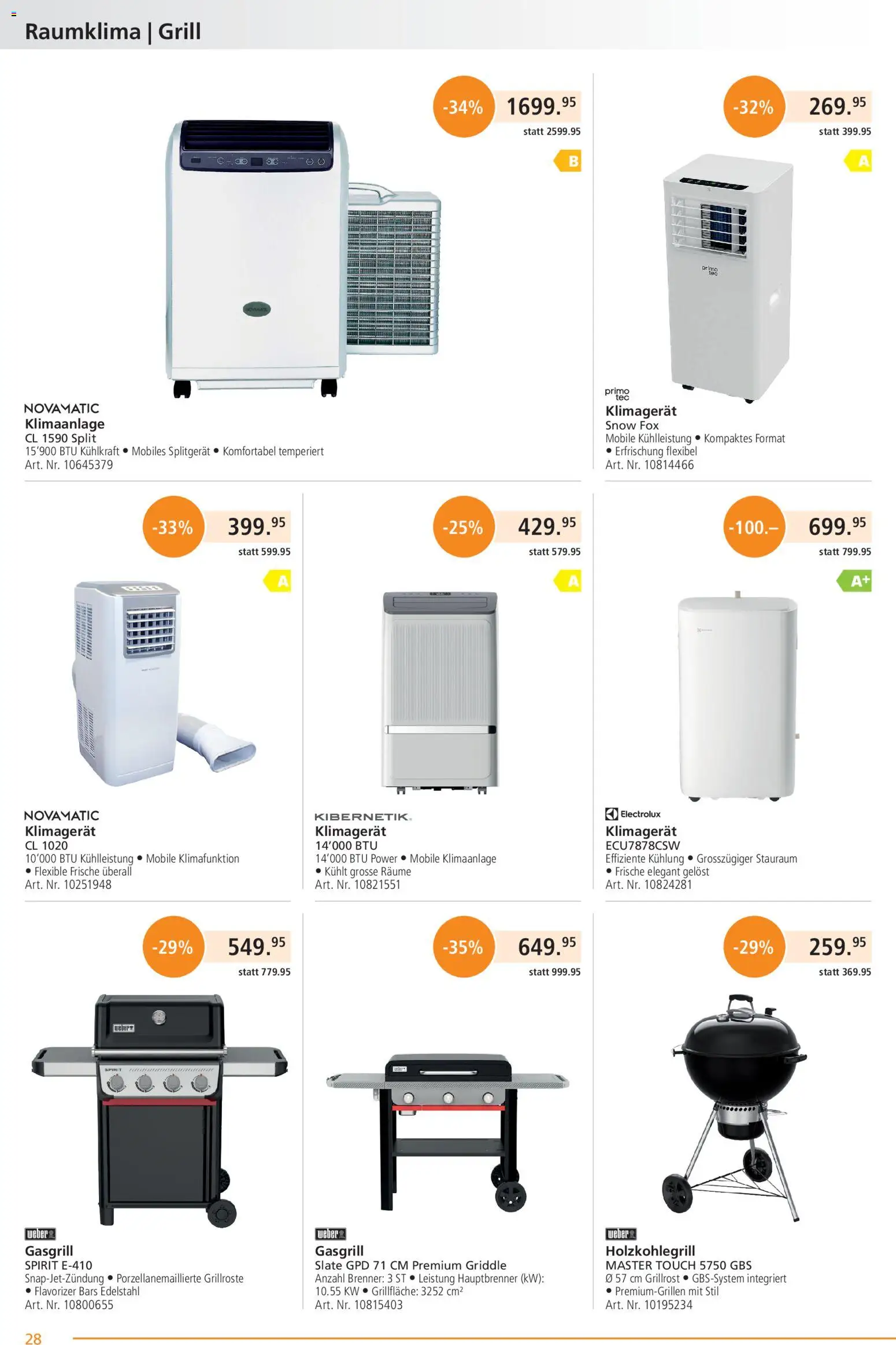 Fust aktionen – gültig ab 26.05.2026 | Seite: 28 | Produkte: Klimagerät, Klimaanlage, Grill