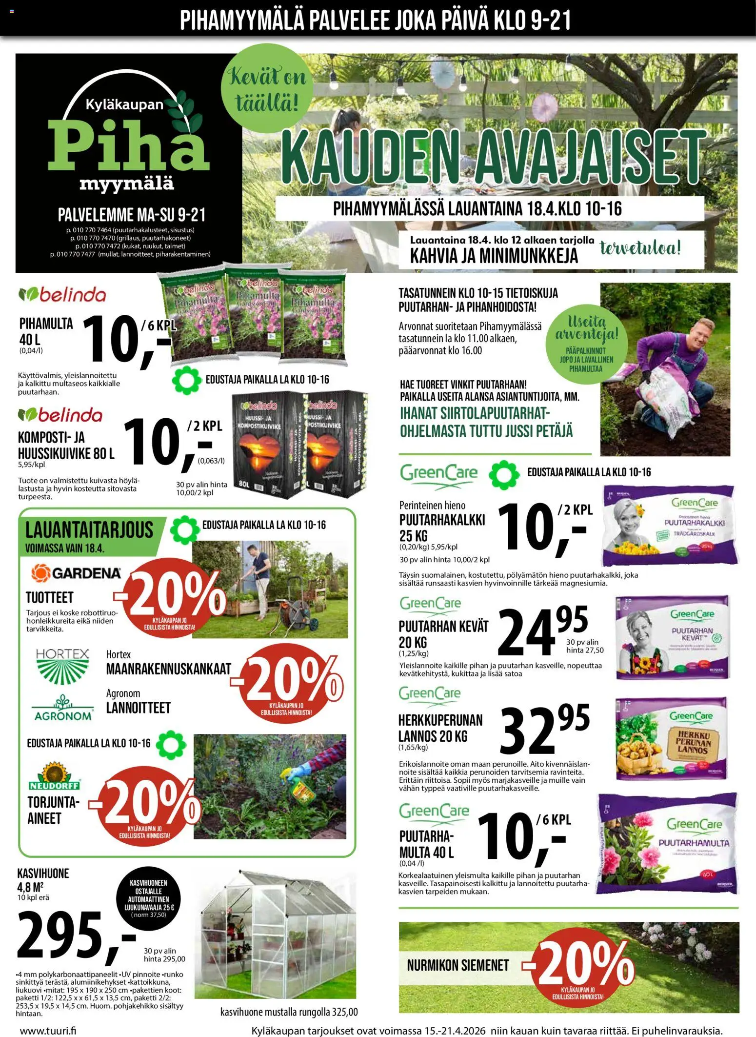 Tuuri tarjoukset – voimassa 15.04.2026 alkaen | Sivu: 6 | Tuotteet: Multa, Kasvihuone, Siemenet, Komposti