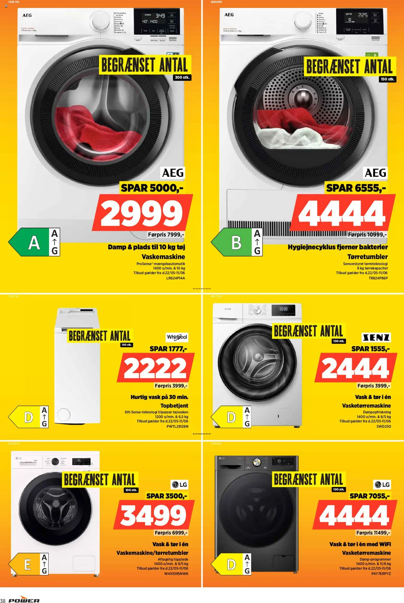 Power tilbudsavis – gyldig fra 05.06.2026 | Side: 38 | Produkter: Vaskemaskine, Tørretumbler, Tøj