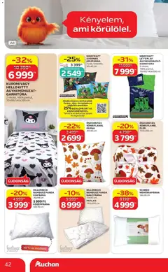 Auchan akciós újság Szolnok - amely érvényes a következő dátumtól: 2026.08.27. | Oldal: 42 | Termékek: Paplan, Minecraft, Ágyneműhuzat, Díszpárna