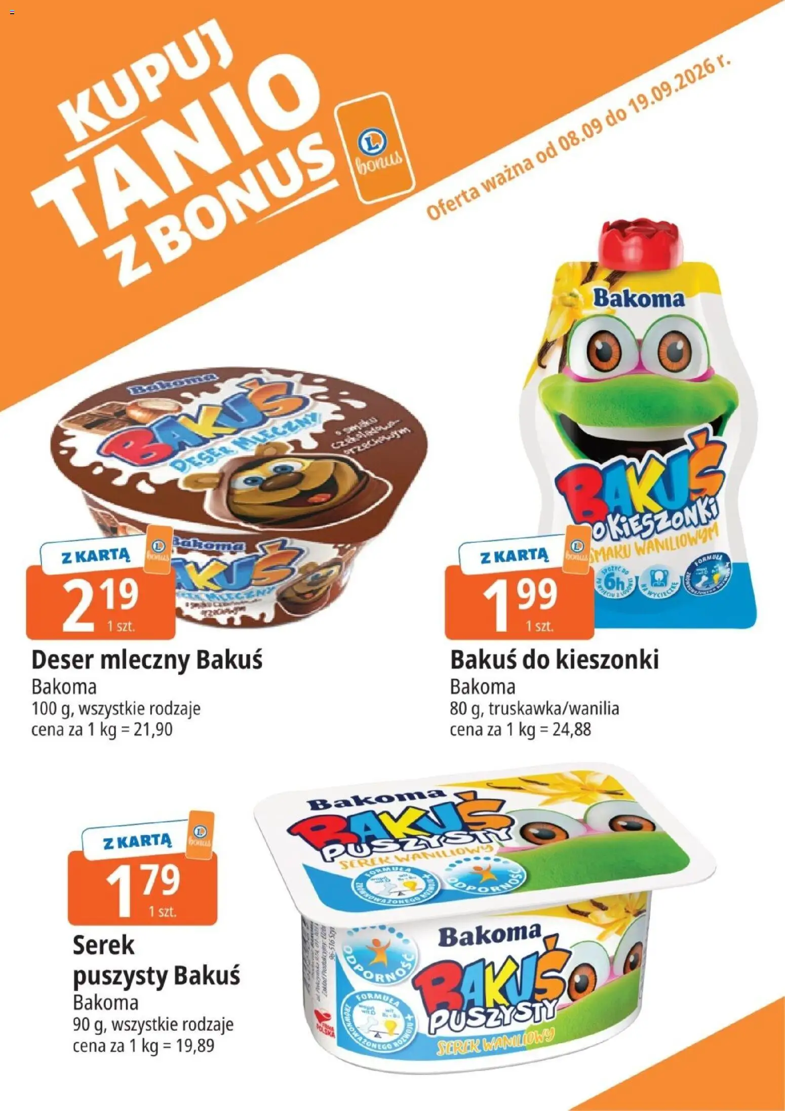 E.Leclerc gazetka - Kupuj Tanio Z Bonus od 08.09.2026 | Strona: 8 | Produkty: Karta, Serek, Deser, Serek waniliowy