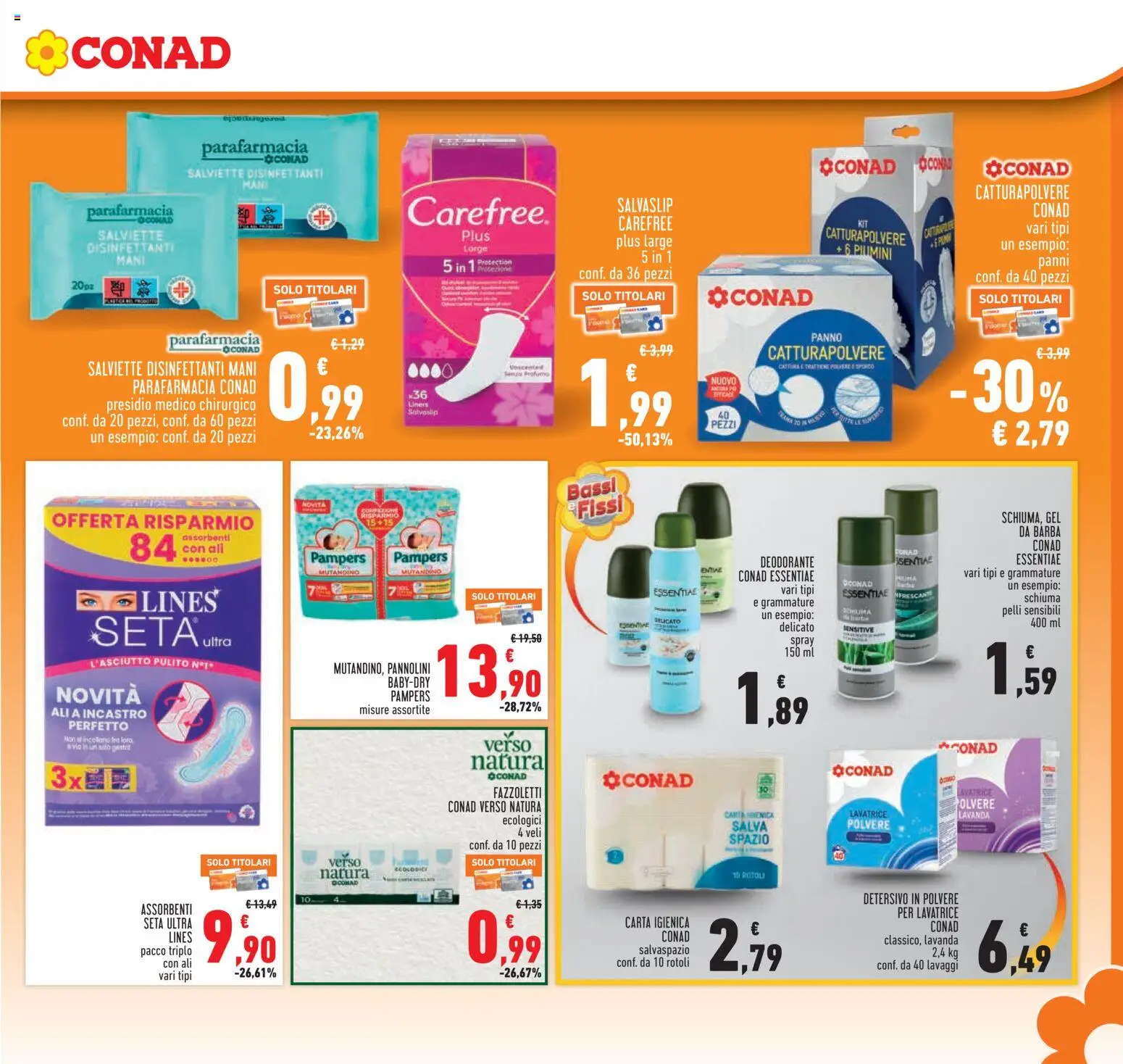 Volantino Conad del 30/07/2026 | Pagina: 19 | Prodotti: Pannolini, Detersivo in polvere, Lavatrice, Pampers