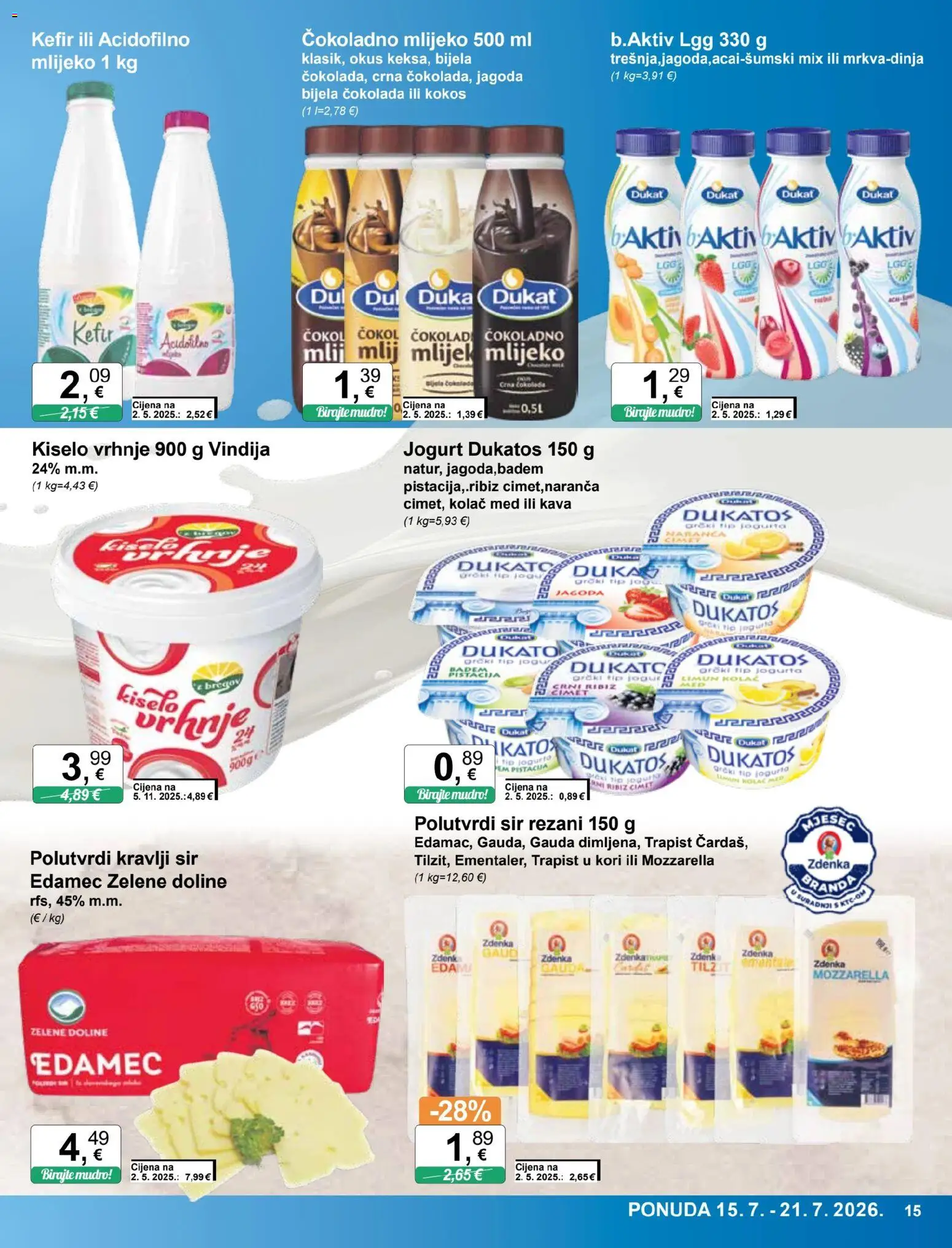 KTC katalog | vrijedi od 15.07.2026 | Stranica: 15 | Proizvodi: Kava, Čokolada, Kiselo vrhnje, Kokos