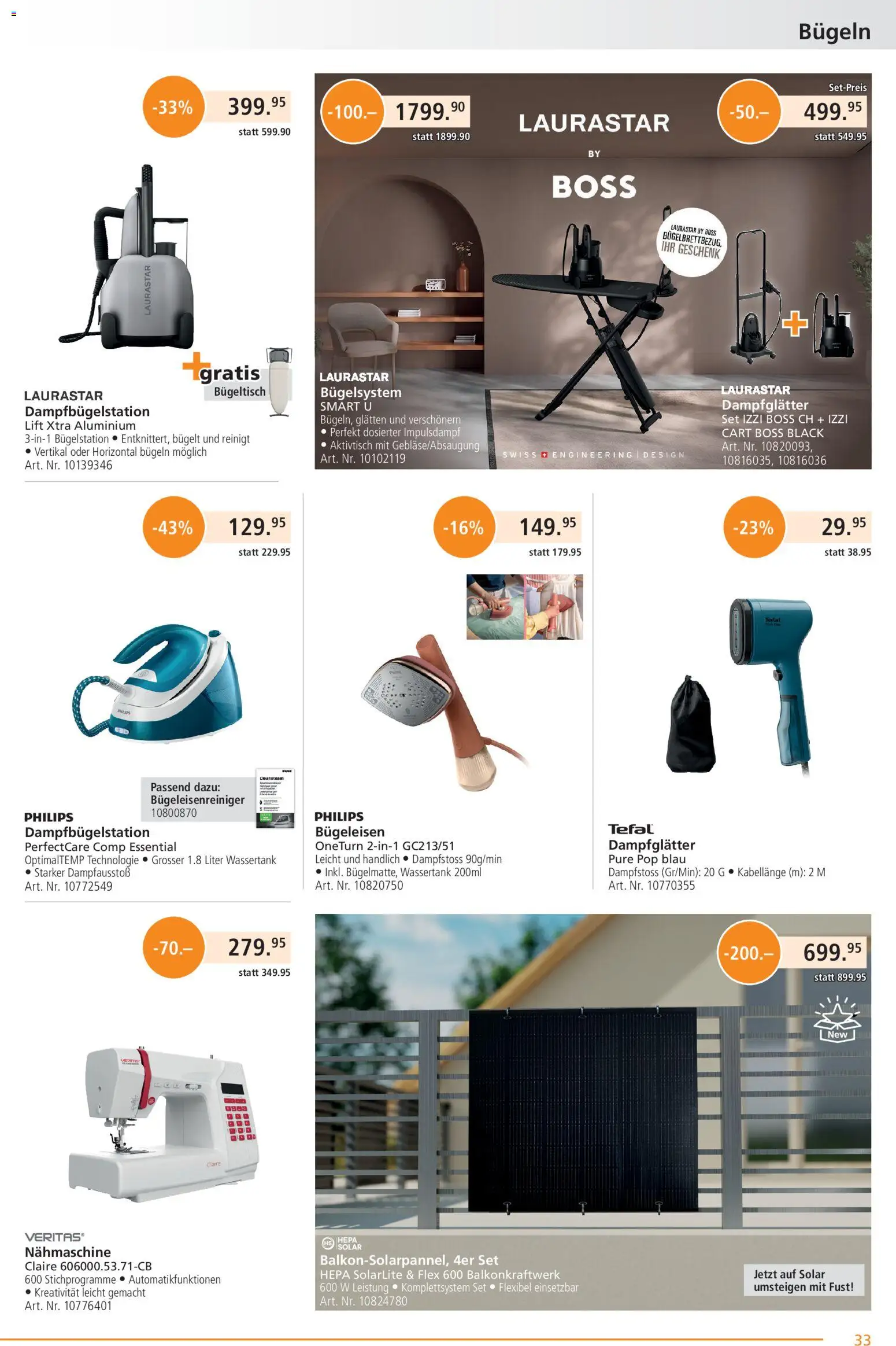 Fust aktionen – gültig ab 26.05.2026 | Seite: 33 | Produkte: Nähmaschine, Bügeleisen, Philips