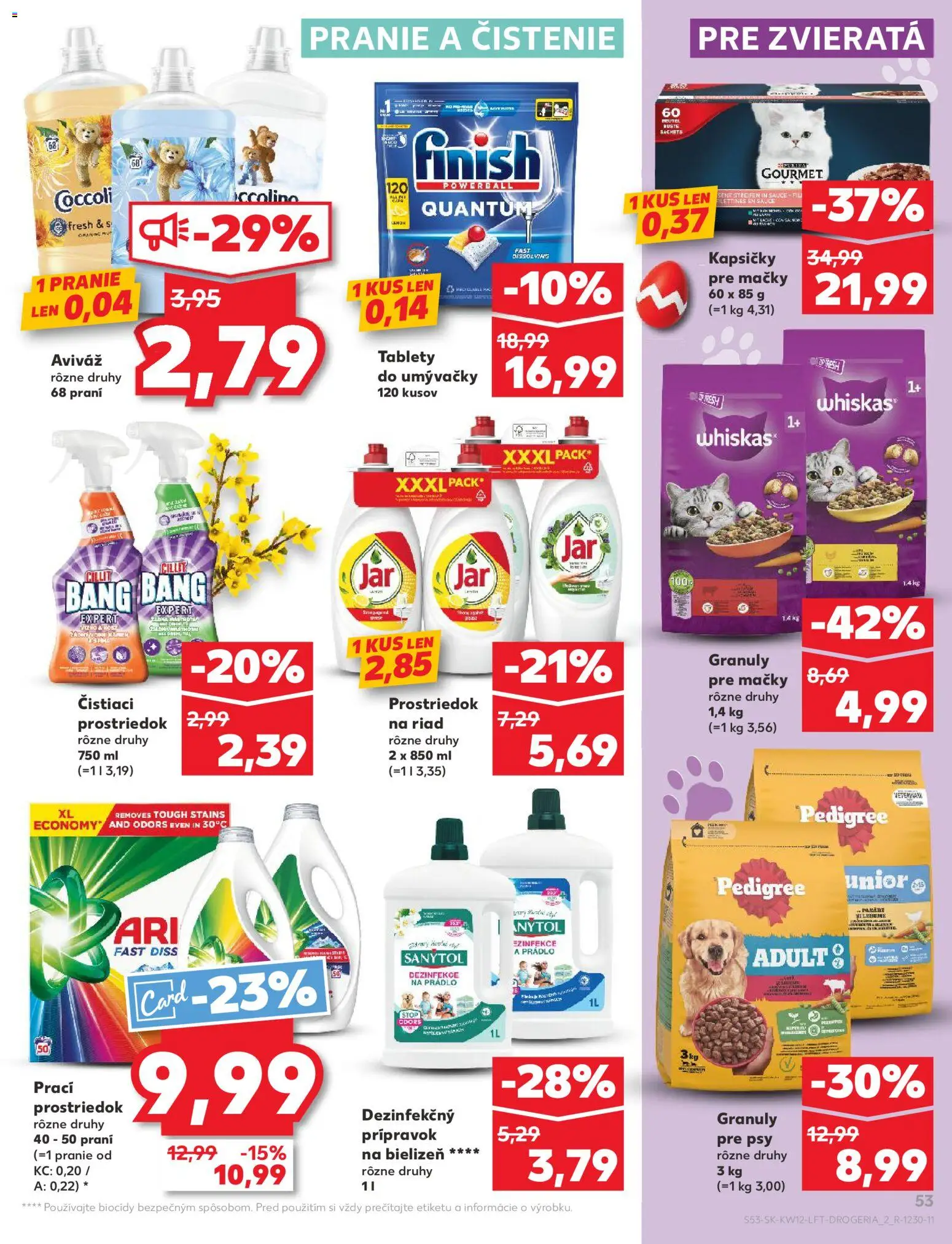 Nové Kaufland akcie – leták je platný od 19.03.2026 | Strana: 53 | Produkty: Sanytol, Aviváž, Čistiaci prostriedok, Whiskas