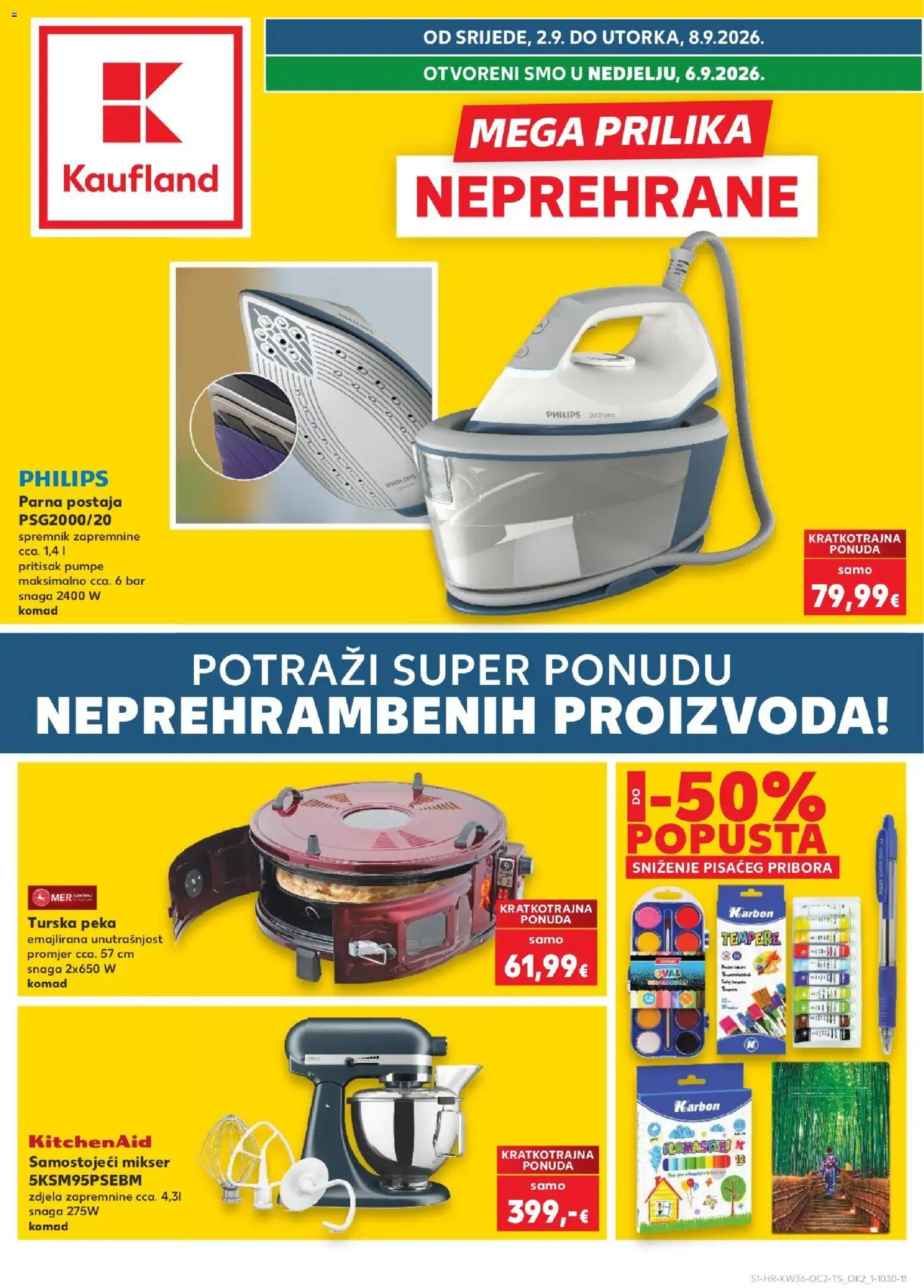 Kaufland katalog | vrijedi od 02.09.2026 | Stranica: 1 | Proizvodi: Mikser, Parna postaja, Tempere, Flomasteri