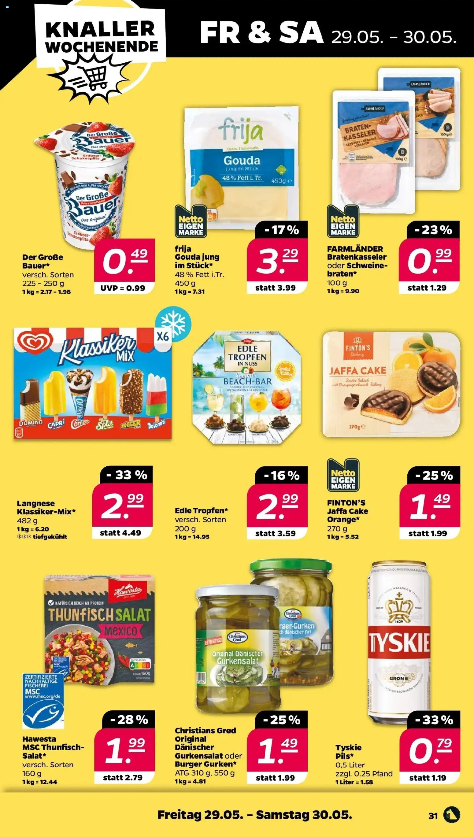 Netto - Netto APS : Wochenangebote ab 24.05.2026 → Angebote nächste Woche | Seite: 33 | Produkte: Tyskie, Thunfisch, Ski, Salat