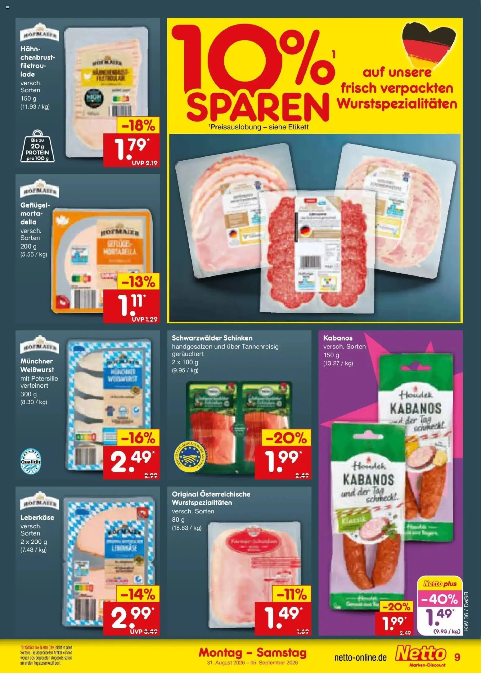Netto Marken-Discount Prospekt Waiblingen-Bittenfeld – gültig ab 31.08.2026 | Seite: 11 | Produkte: Weißwurst, Petersilie, Schinken, Leberkase