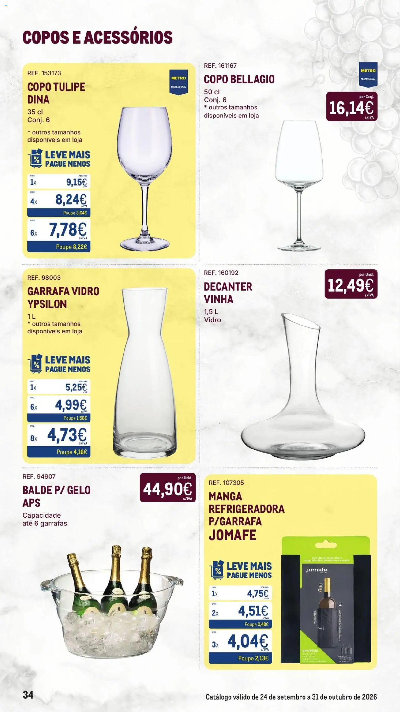 Makro Especial Vinhos │ válido de 24/09/2026 | Página: 34 | Produtos: Copos, Balde, Manga, Gelo