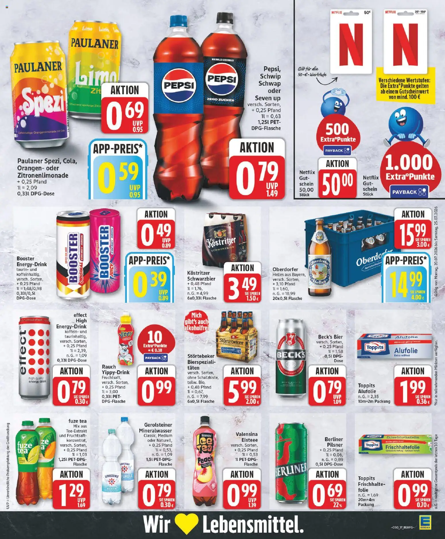 Edeka Prospekt – gültig ab 20.07.2026 | Seite: 17 | Produkte: Energy, Kostritzer, Mineralwasser, Zucker