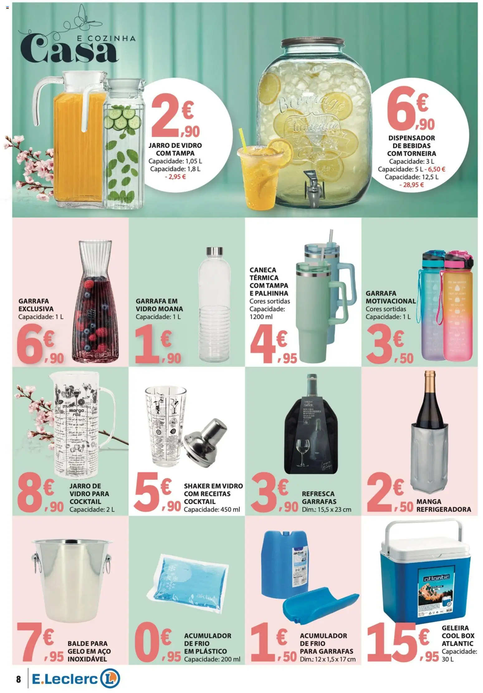 E.Leclerc folheto Especial Bebidas de Verão │ válido de 14/07/2026 | Página: 8 | Produtos: Balde, Torneira, Caneca